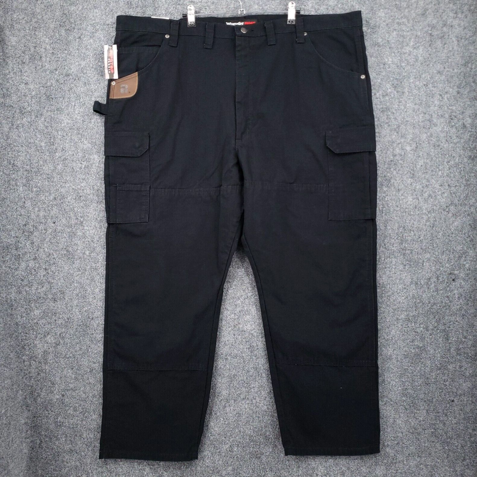 image of Wrangler Riggs Relaxed Fit Ranger Carpenter Pants Men’S 48 X 30 Black Rip Stop in White, Men's