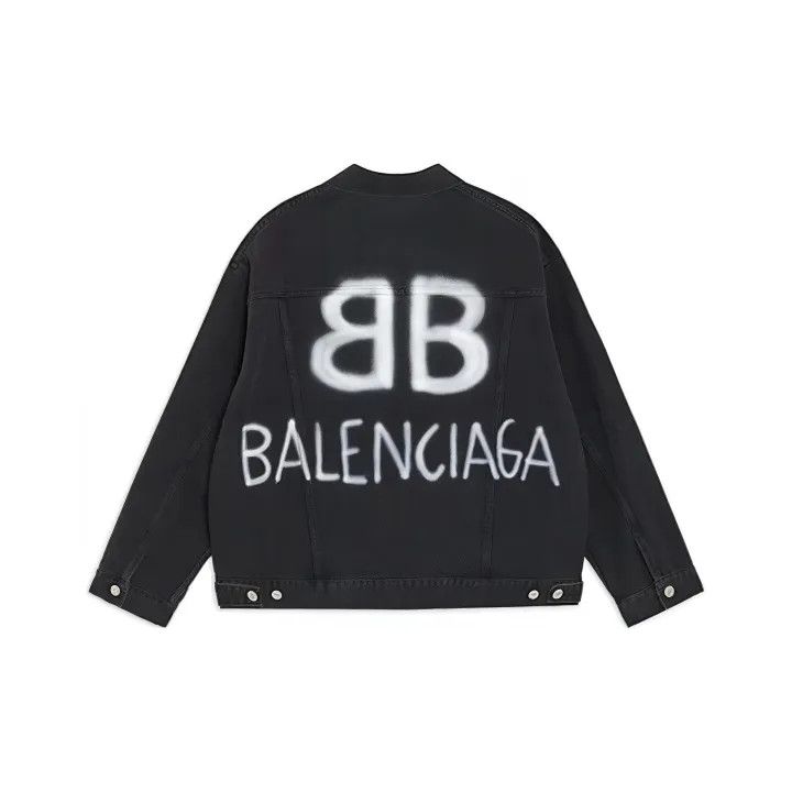 Balenciaga Balenciaga Black Graffiti Denim Jacket for Men 0079 Size US XS / EU 42 / 0 - 1 Thumbnail