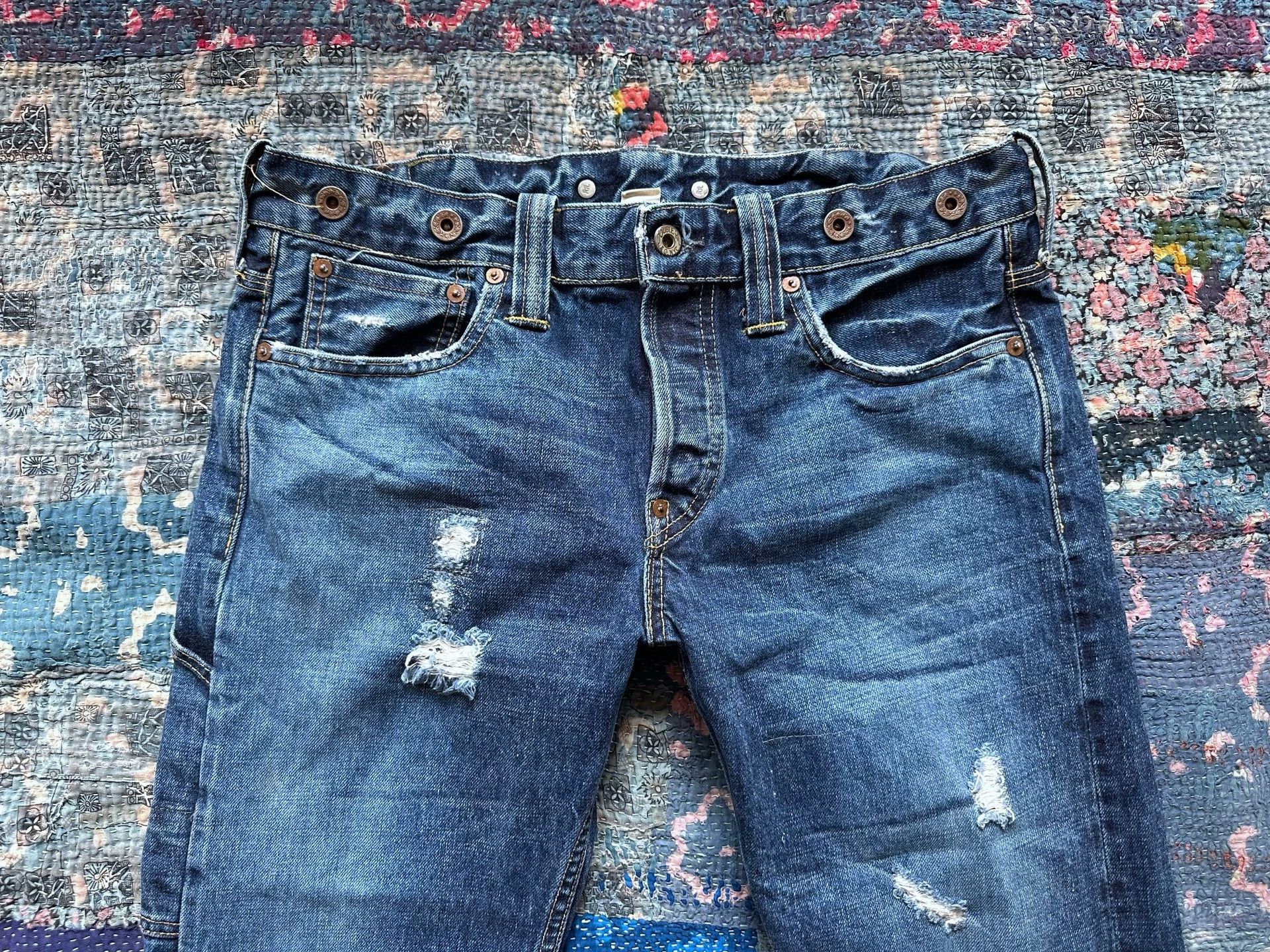 RRL Ralph Lauren RRL Depp-style Washed Distressed Denim Pants Hem Slits Size US 29 - 4 Thumbnail