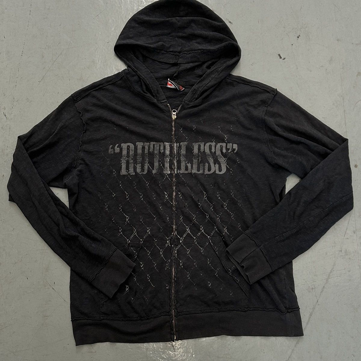 Vintage Live Ride Rules “RUTHLESS” Zip Hoodie – Y2K Grunge Size US M / EU 48-50 / 2 - 1 Thumbnail