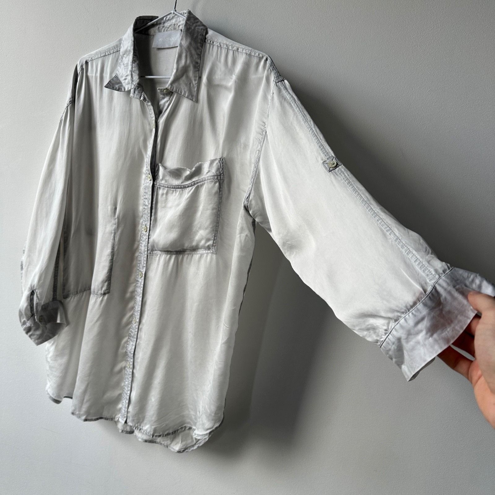 Zadig & Voltaire Zadig & Voltaire Oversized Satin Shirt Blouse 9444AC Size L / US 10 / IT 46 - 1 Thumbnail