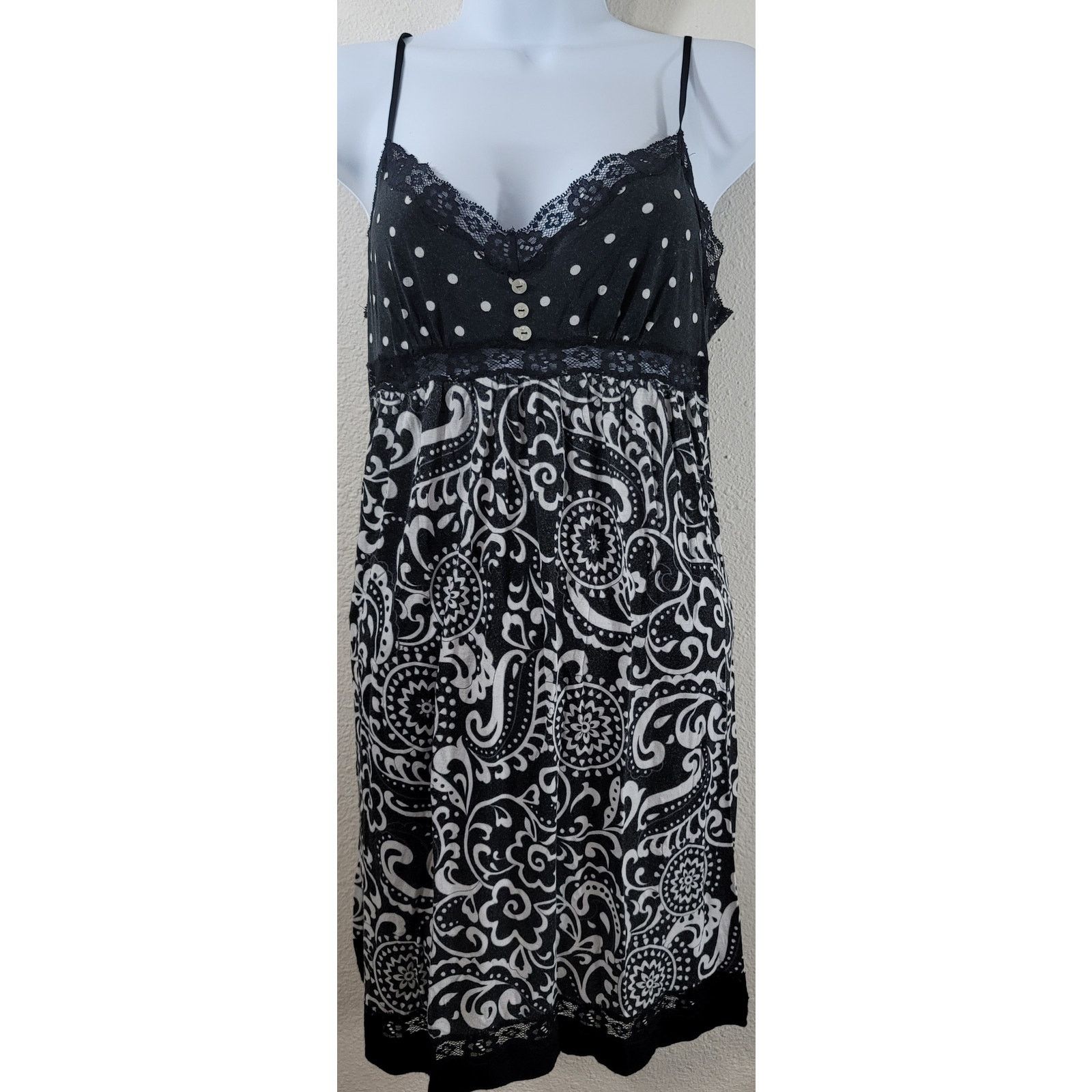 Other Betsy Johnson Black Floral Polka Lace Sleepwear Small Soft Size S / US 4 / IT 40 - 1 Thumbnail