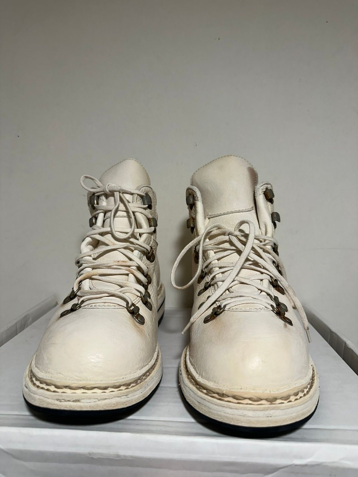 Pre-owned Guidi 19 Hiking Boots Bison In White