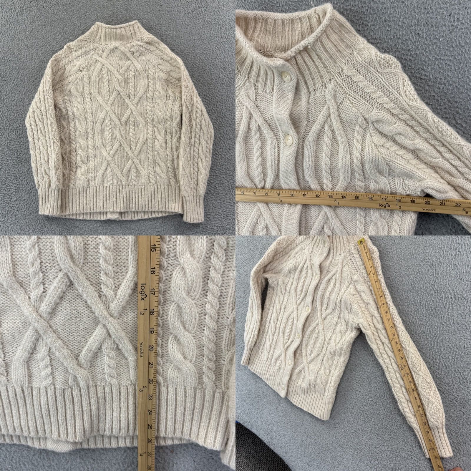 Vintage VINTAGE LL Bean Sweater Womens Medium Petite Ivory Mock Neck Wool Alpaca Cardigan Preppy Size M / US 6-8 / IT 42-44 - 8 Thumbnail