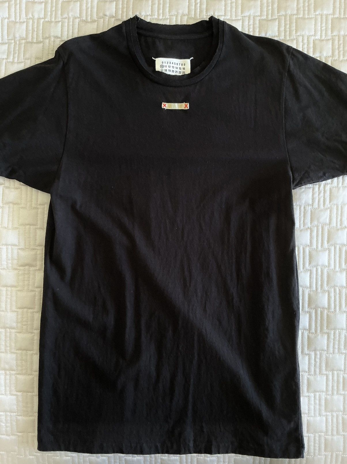 Maison Margiela Black Cream White Chest Tag T-shirt size M