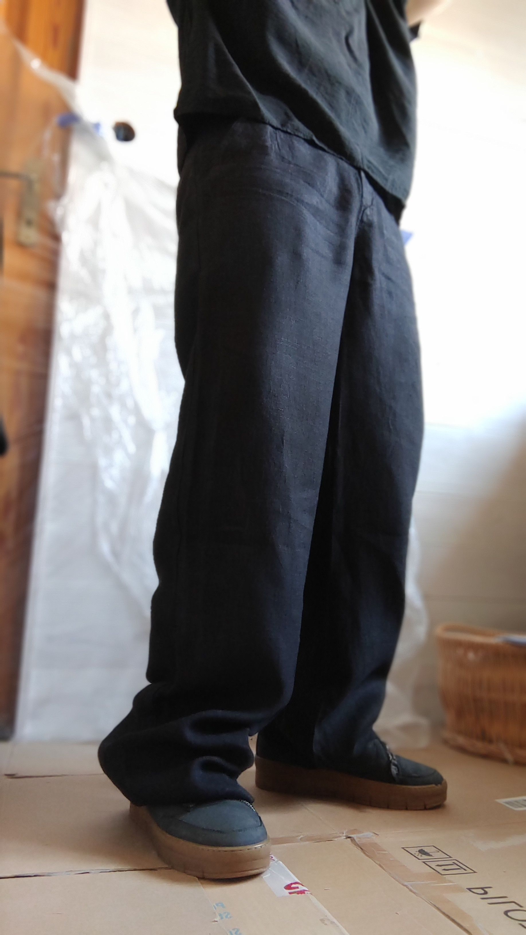 Vintage 100% Linen Pants Darkfashion Minimal y2k Vintage Wide Flared Size US 33 - 14 Thumbnail