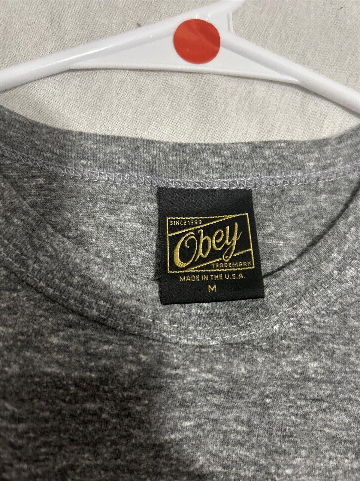 Designer Heather Gray Obey Propaganda T Shirt Made In USA Size US M / EU 48-50 / 2 - 3 Thumbnail