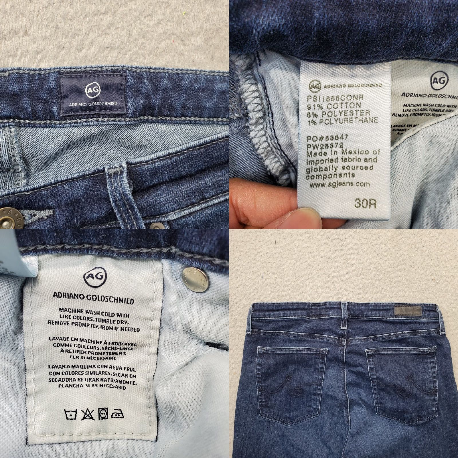 Denime AG Adriano Goldschmied Prima Cigarette Ankle Jeans Womens 30 Blue Denim Jeans 5-Pocket Regular Inseam 27.75" XS Size 30" / US 8 / IT 44 - 8 Thumbnail
