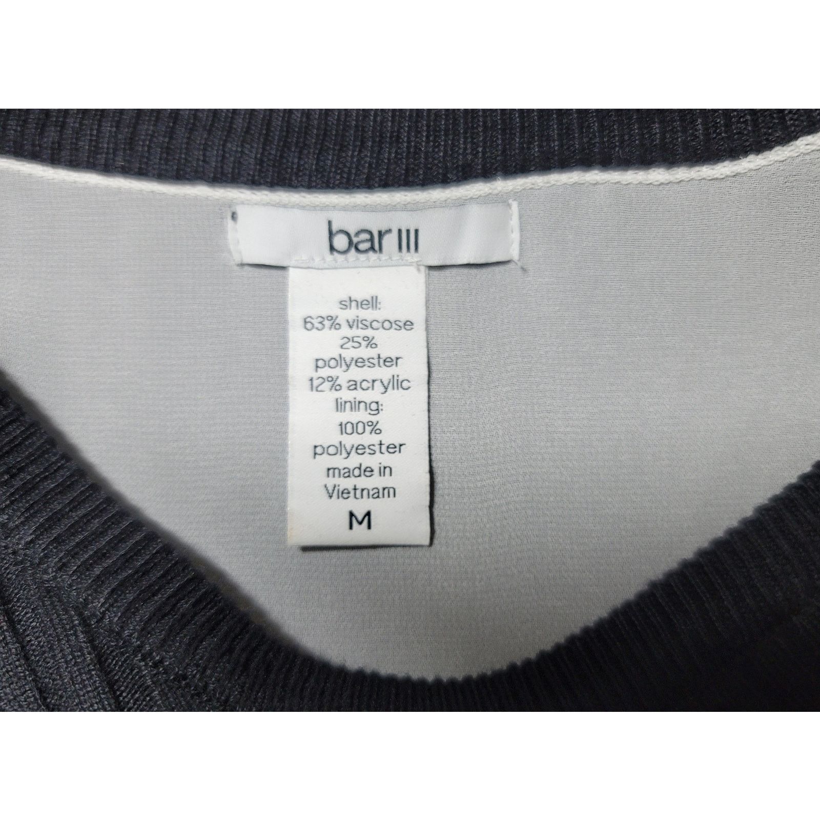 Bar III Bar III Black Ribbed Lined And Layered Sheer Hem Top Medium Size M / US 6-8 / IT 42-44 - 4 Thumbnail