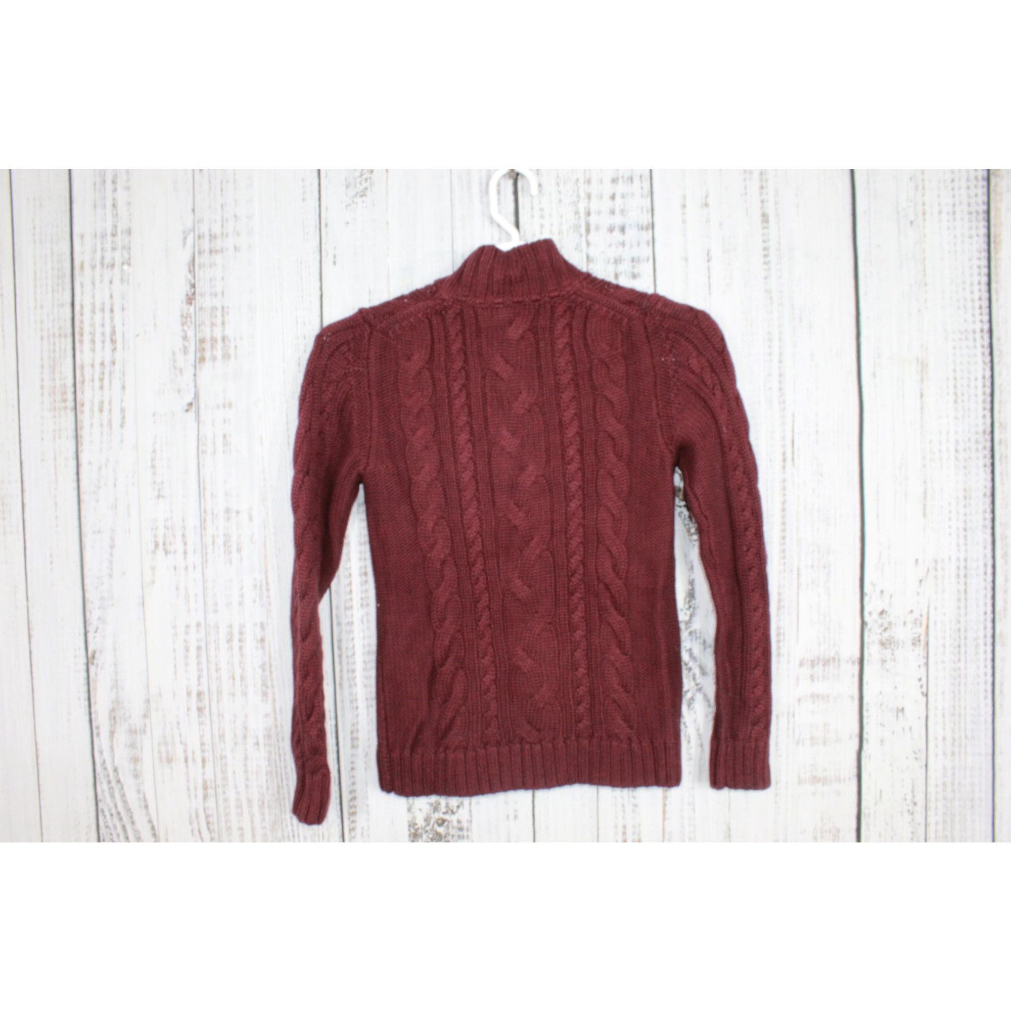 L.L. Bean LL Bean Womens Maroon Cable Zip Cardigan Sweater Small Size S / US 4 / IT 40 - 6 Thumbnail