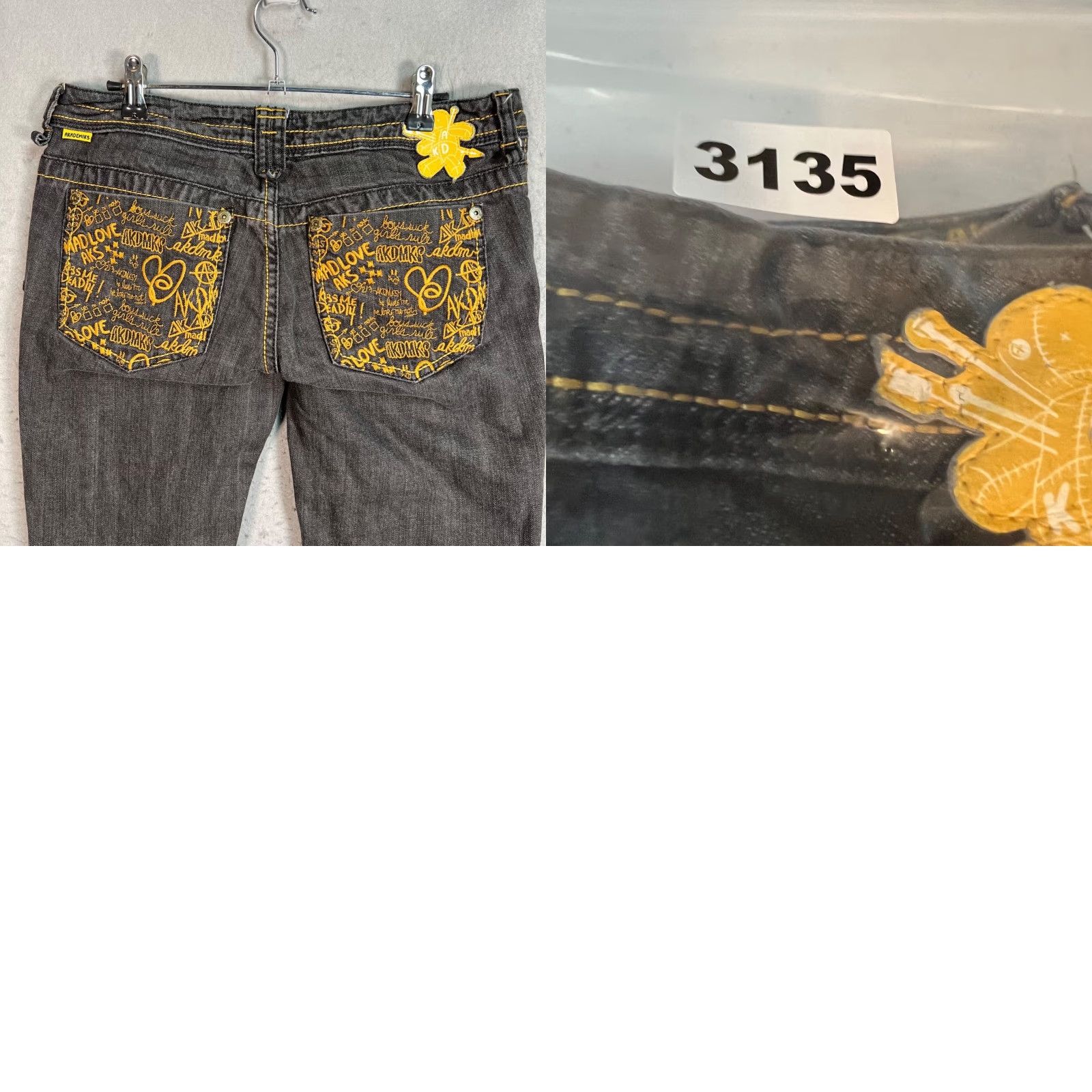 Akademiks AKADEMIKS Womens Jeans Bootcut Embroidered Black Yellow Size 28 Denim 5-Pocket Rise Low Inseam 34 Size 28" / US 6 / IT 42 - 9 Thumbnail