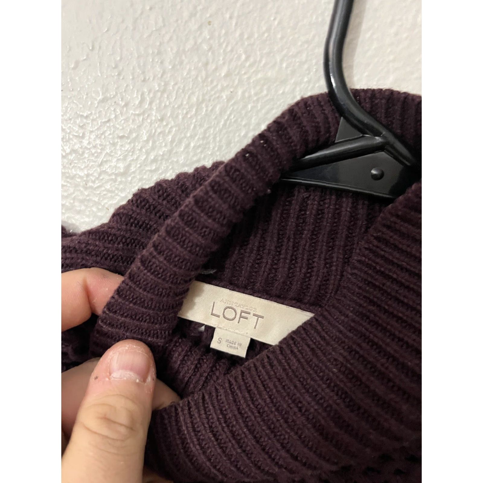 Loft LOFT Maroon Turtleneck Sweater 100% Cotton Size Small Women Pullover Fall/Winter Size S / US 4 / IT 40 - 2 Thumbnail