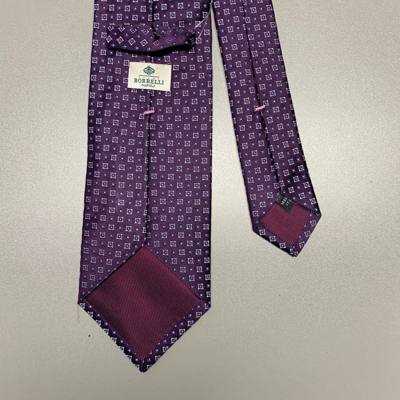 Other BORRELLI Purple White Squares Silk Tie Size ONE SIZE - 2 Thumbnail