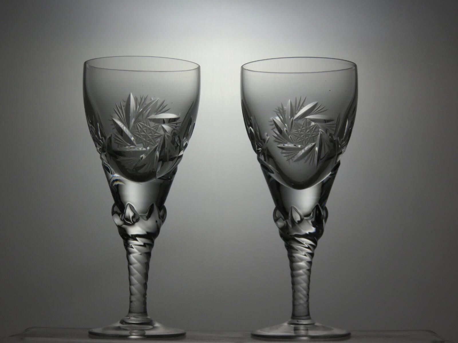 Poeme Bohemien Bohemia Crystal Pinwheel Cut Set Of 2 sherry Glasses 5 1/4" Size ONE SIZE - 2 Thumbnail