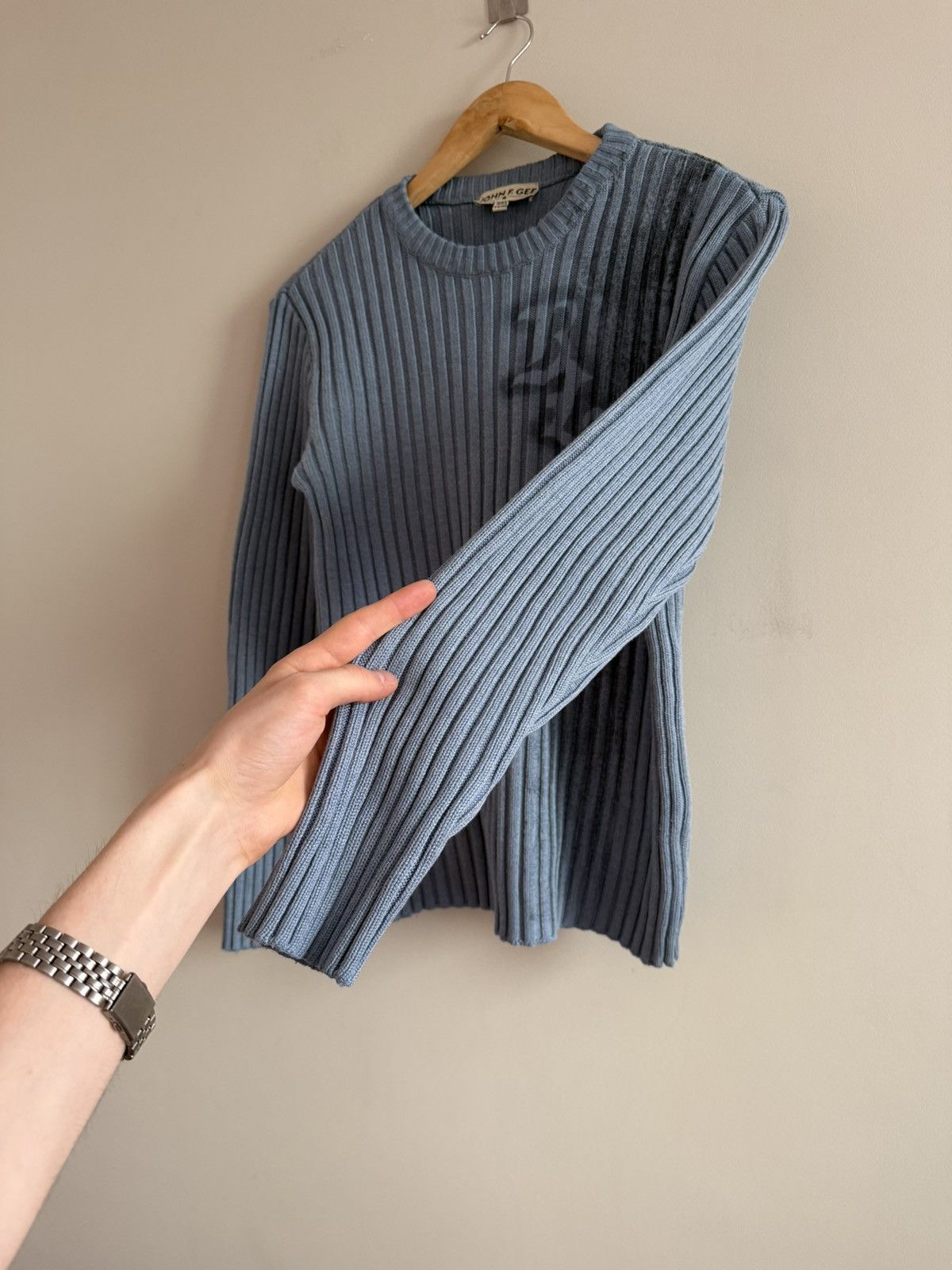 Vintage Ribbed Knit Sweater Faded Graphic Slim Fit Size US S / EU 44-46 / 1 - 4 Thumbnail