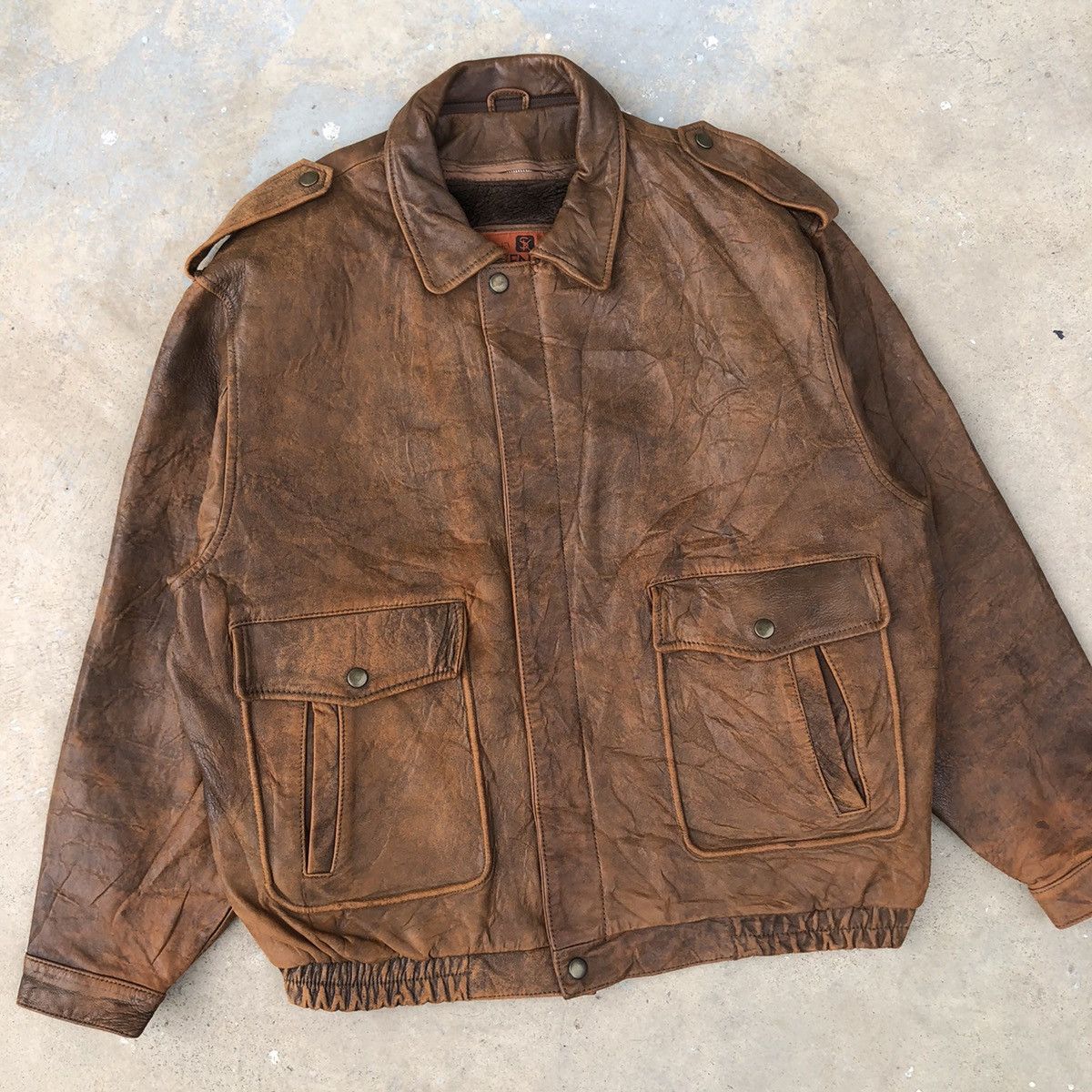 Vintage Vintage Skender Lined Fleece Leather Bomber Jacket Size US L / EU 52-54 / 3 - 2 Thumbnail