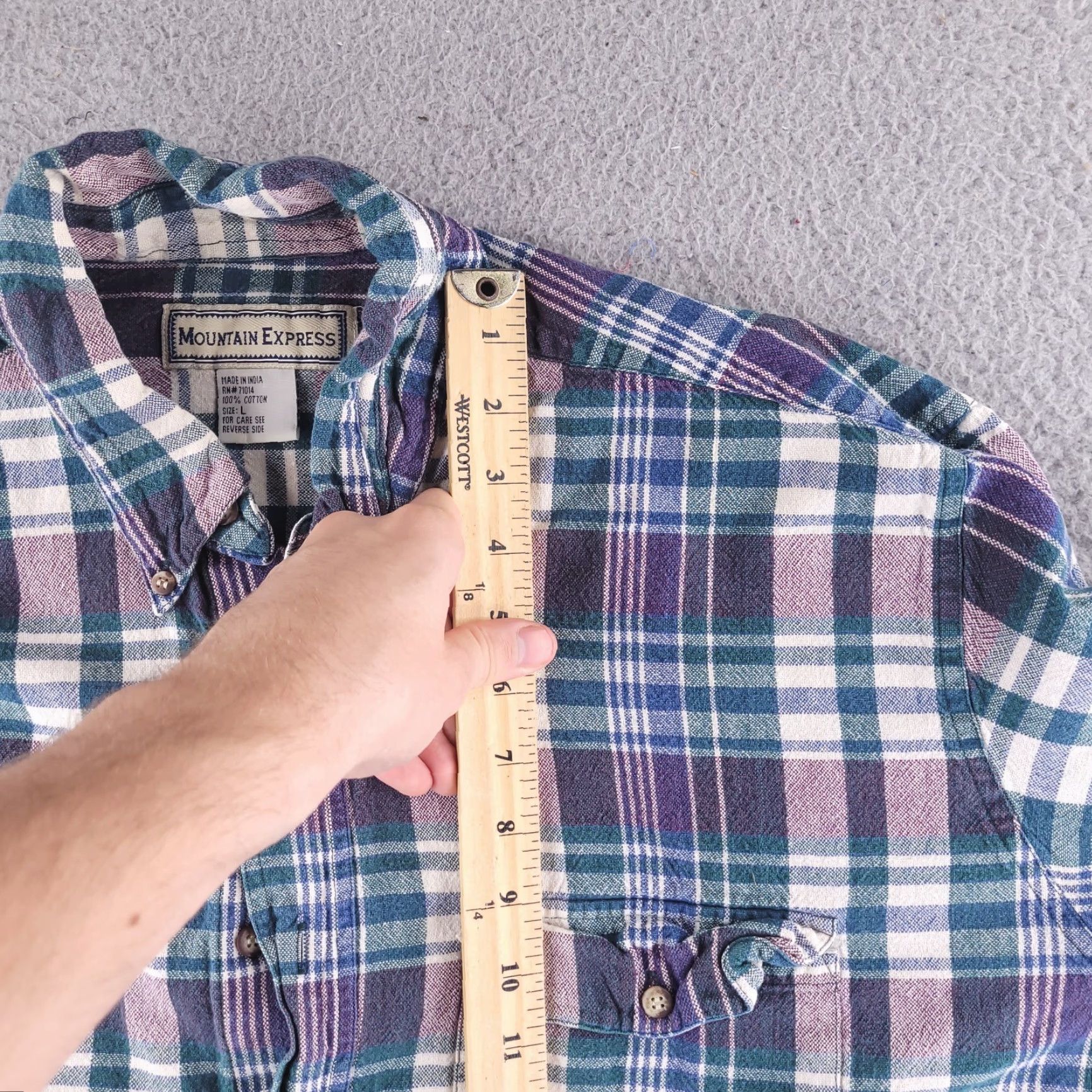 Express VINTAGE Mountain Express Shirt Mens L Blue Plaid Flannel Cotton Thick Retro Baggy Fit Button-Up Size US L / EU 52-54 / 3 - 5 Thumbnail