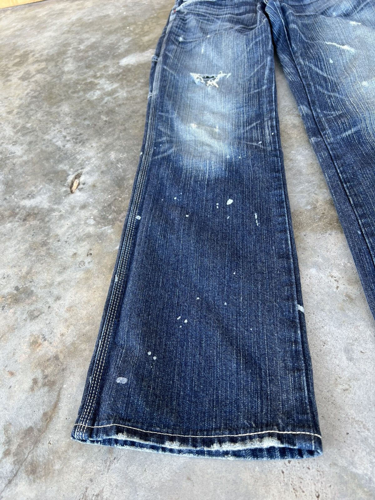 Edwin Vintage Flare Edwin 503 Blue Trip Distress Jean Size US 31 - 7 Thumbnail