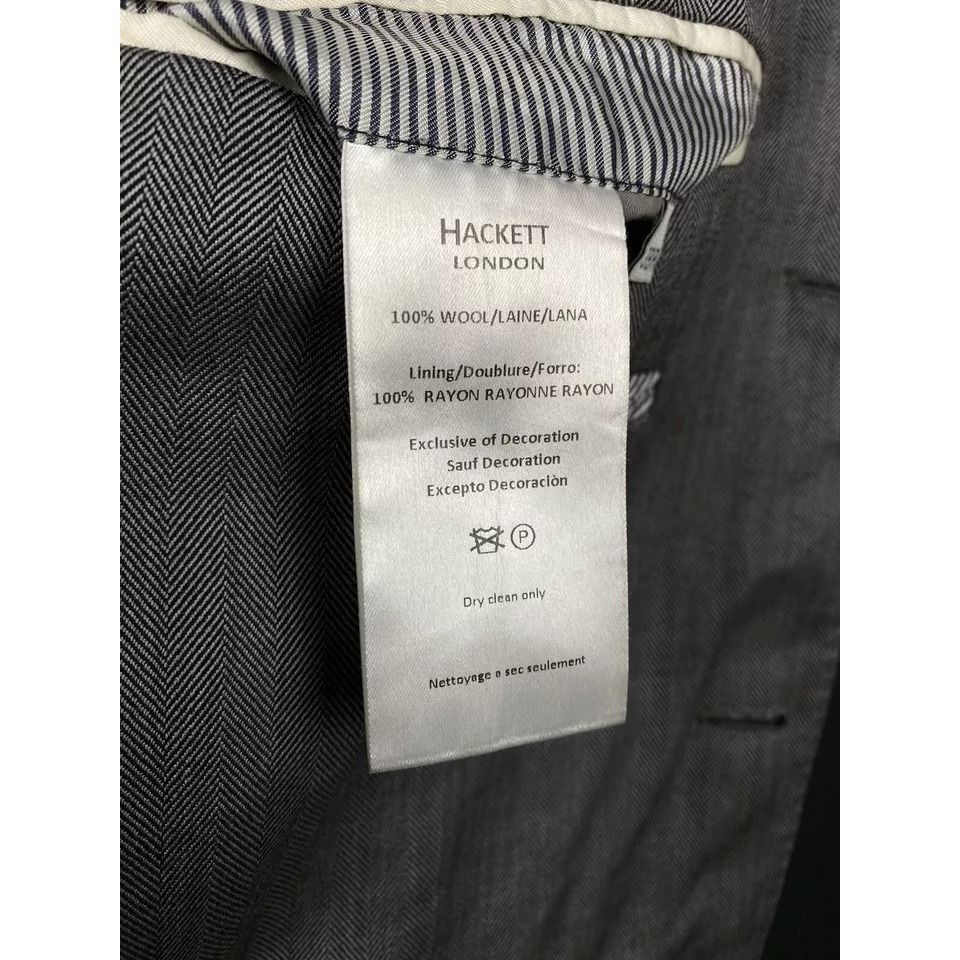 Hackett × Loro Piana Hackett ing Loro Piana Gray Herringbone Wool Blazer Sportcoa Size 38R - 12 Thumbnail
