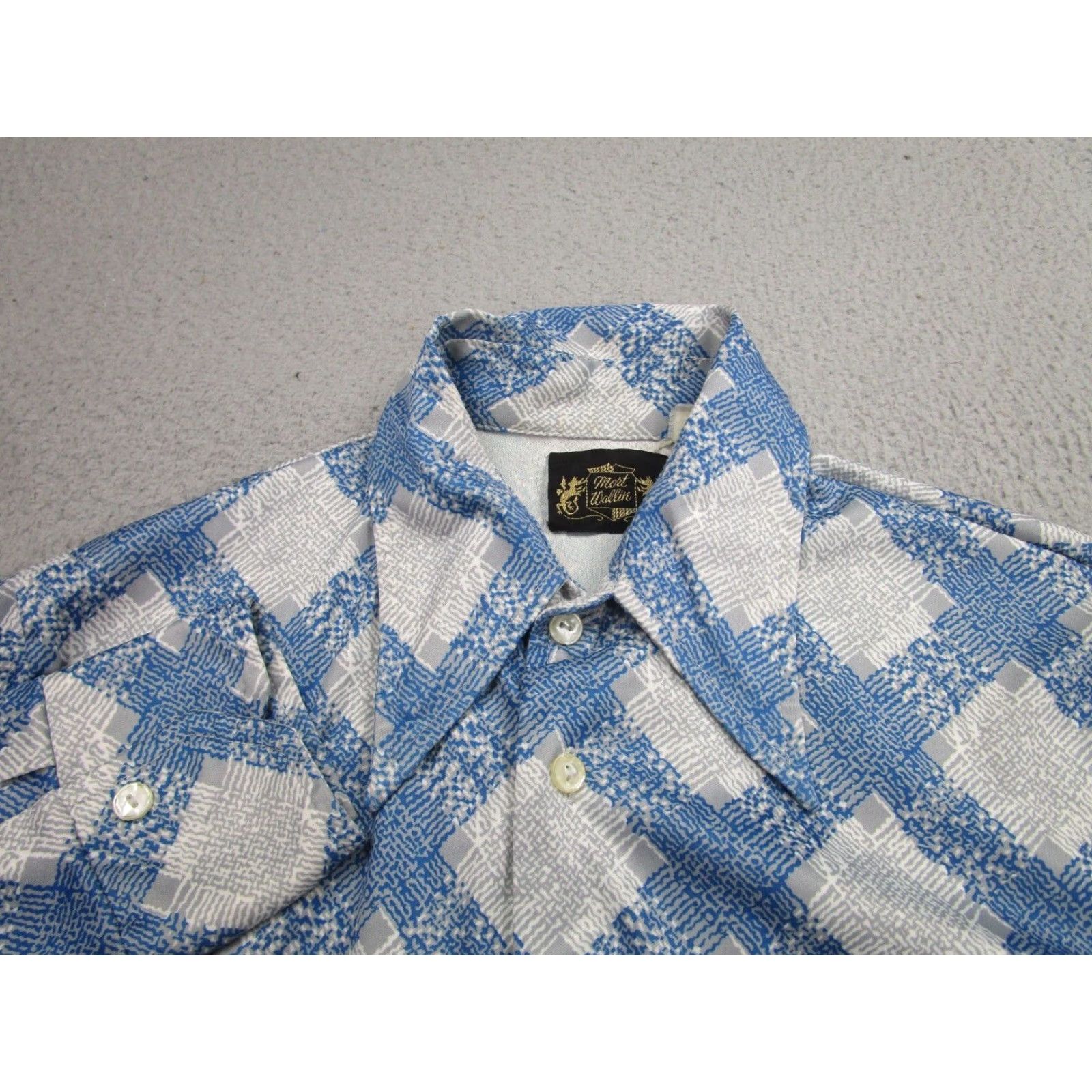Vintage VINTAGE Mort Wallin Shirt Mens M Blue Gray Diamond Plaid 70s Disco Barrymore Size US M / EU 48-50 / 2 - 3 Thumbnail