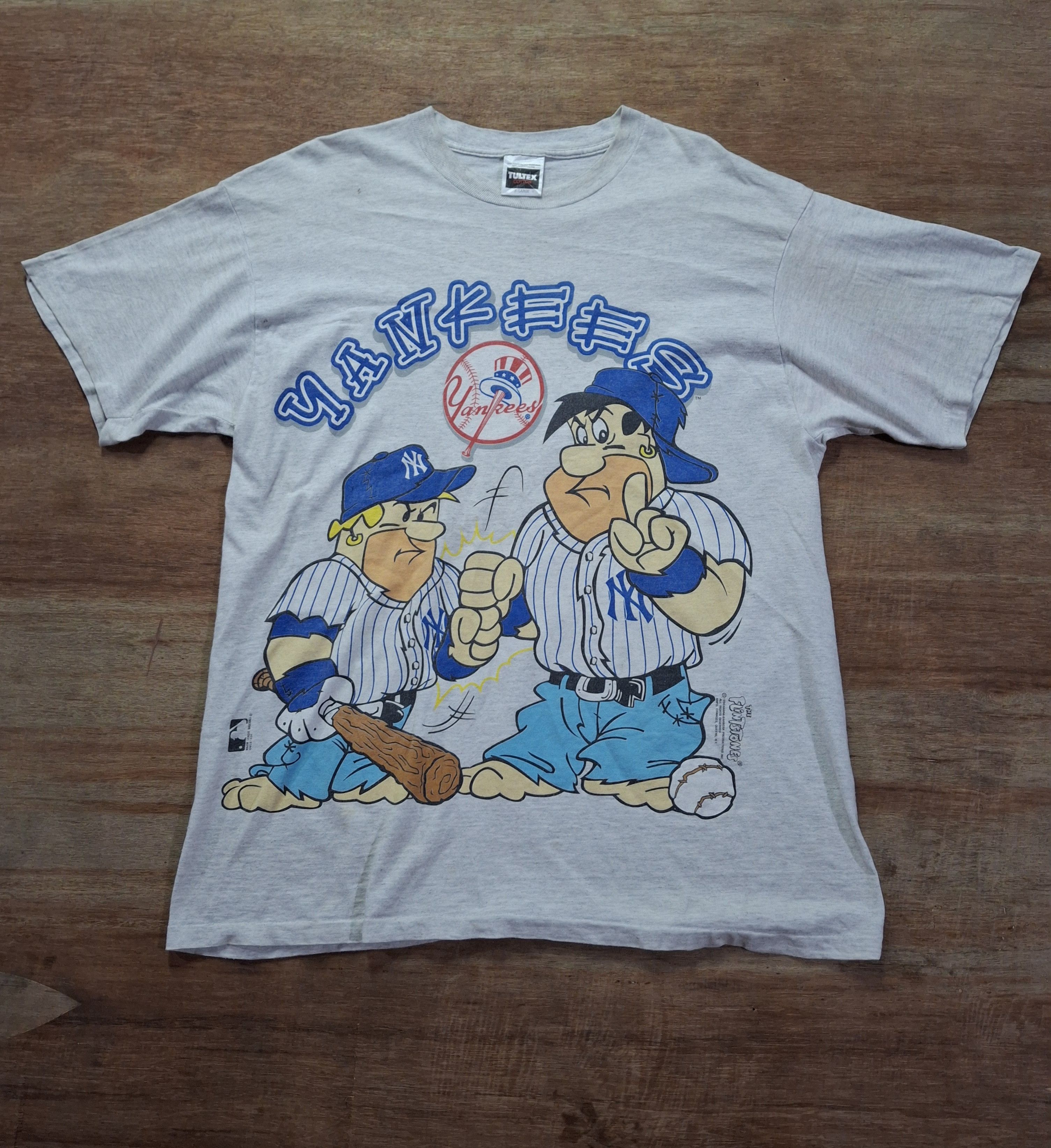 Vintage Vintage 1994 new york yankees X the flintstones tee Size US XL / EU 56 / 4 - 1 Thumbnail