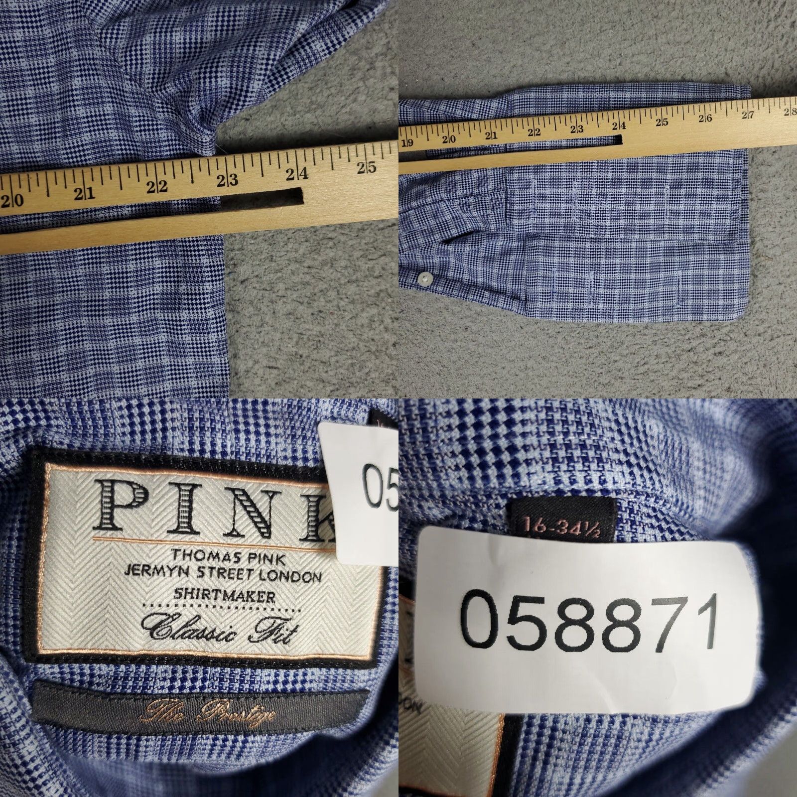 Pinko VINTAGE Thomas Pink Dress Shirt Mens Size 16 Blue Cotton Long Sleeve Button-Up Business Casual Formal Size 42R - 8 Thumbnail