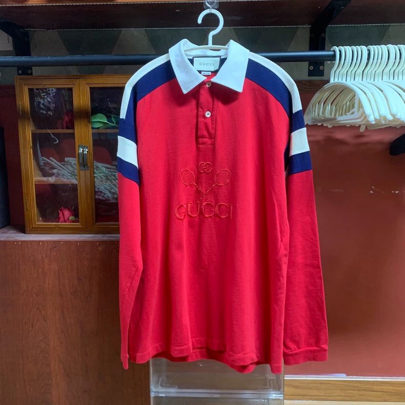 Gucci Gucci Red tennis racket logo embroidery long sleeves 2502-N Size US S / EU 44-46 / 1 - 1 Thumbnail
