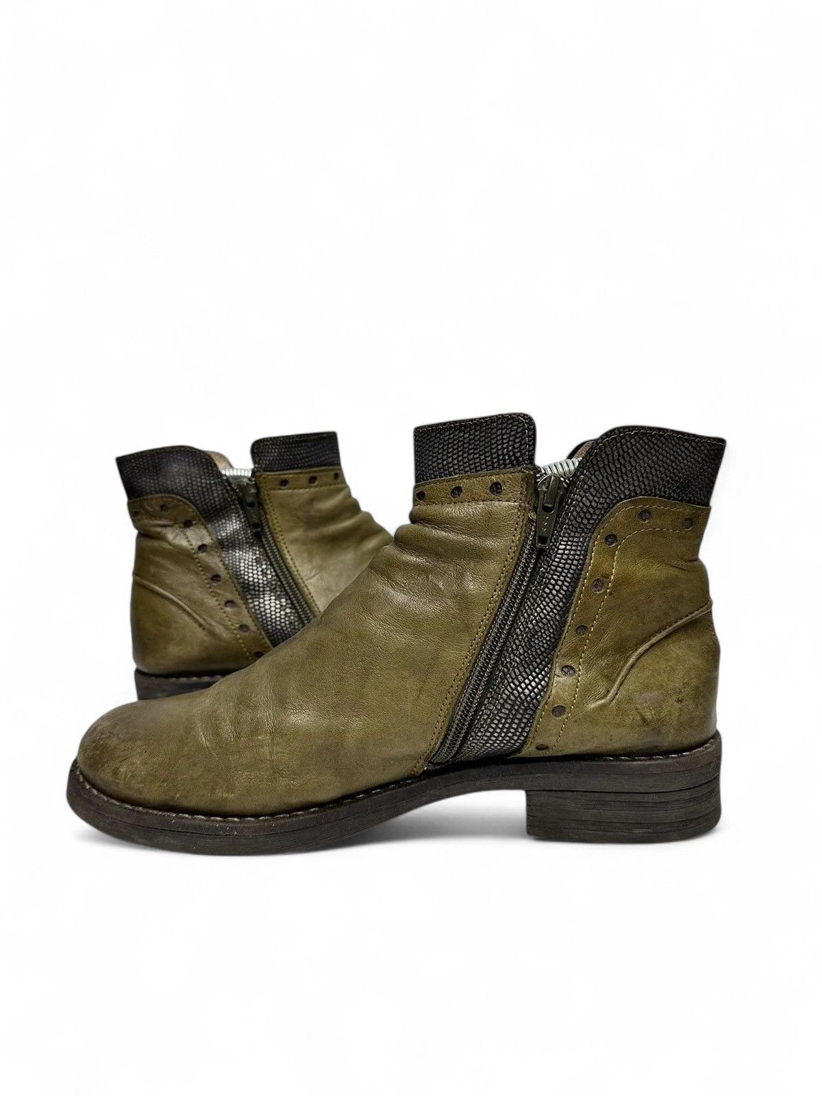 A.S.98 Vintage Casta Green Leather Boots Rare Y2K Style Size US 9 / IT 39 - 1 Thumbnail
