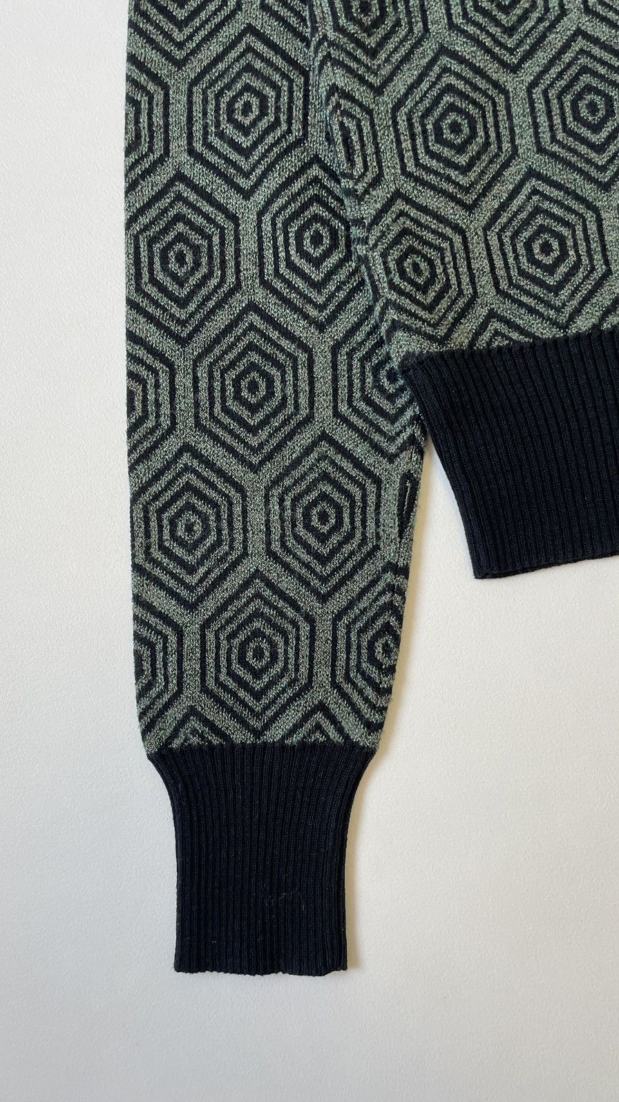 Dries Van Noten Metallic Green Geometric Patterned Zip Cardigan Size S / US 4 / IT 40 - 13 Thumbnail