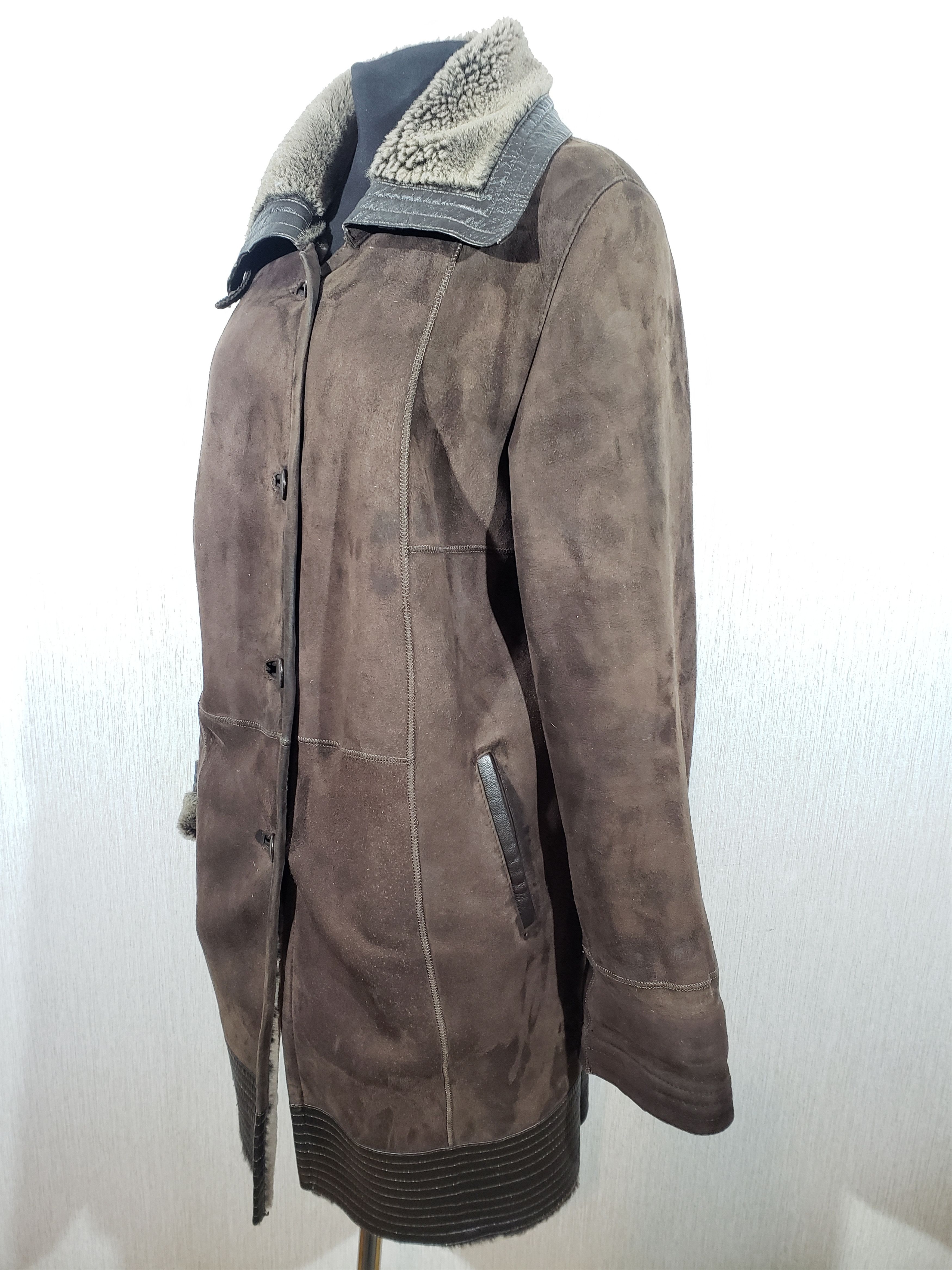 Other Stylish brown sheepskin coat with a wide collar. Size XL / US 12-14 / IT 48-50 - 2 Thumbnail