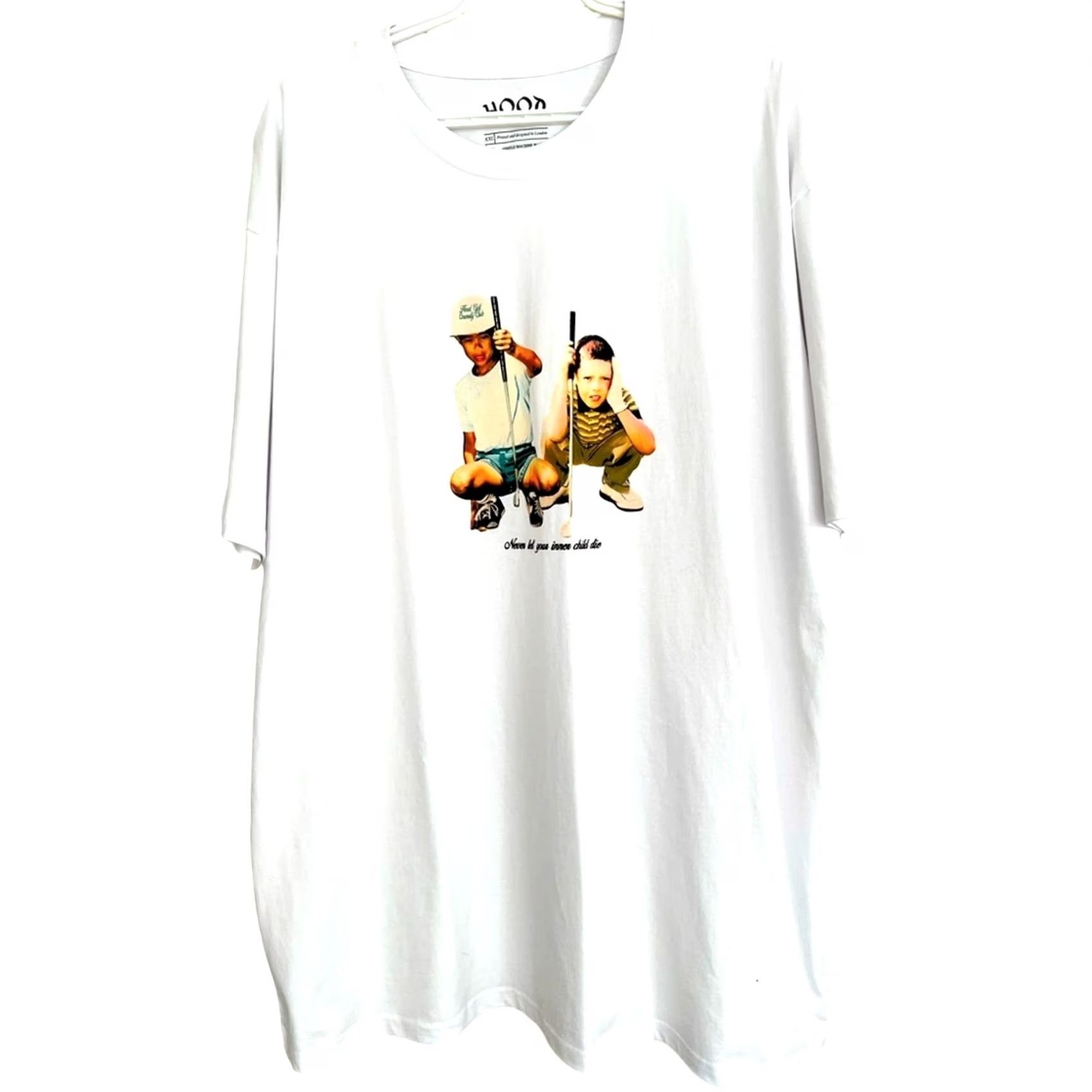 CO Hood Golf Co UK “Never Let Inner Child Die” Tee SIZE XXL Men White Graphic Tee Hood Golf Co UK Sold Out Rare Graphic TEE 2XL Mens Size US XXL / EU 58 / 5 - 4 Thumbnail