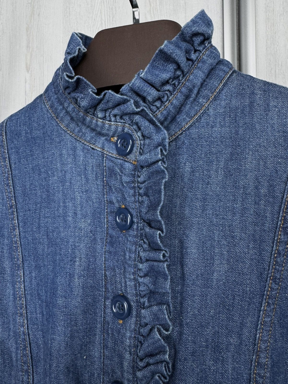 See by Chloe SEE BY CHLOÉ Ruffled Trimmed Denim Mini Dress sz 38 Size XS / US 0-2 / IT 36-38 - 4 Thumbnail