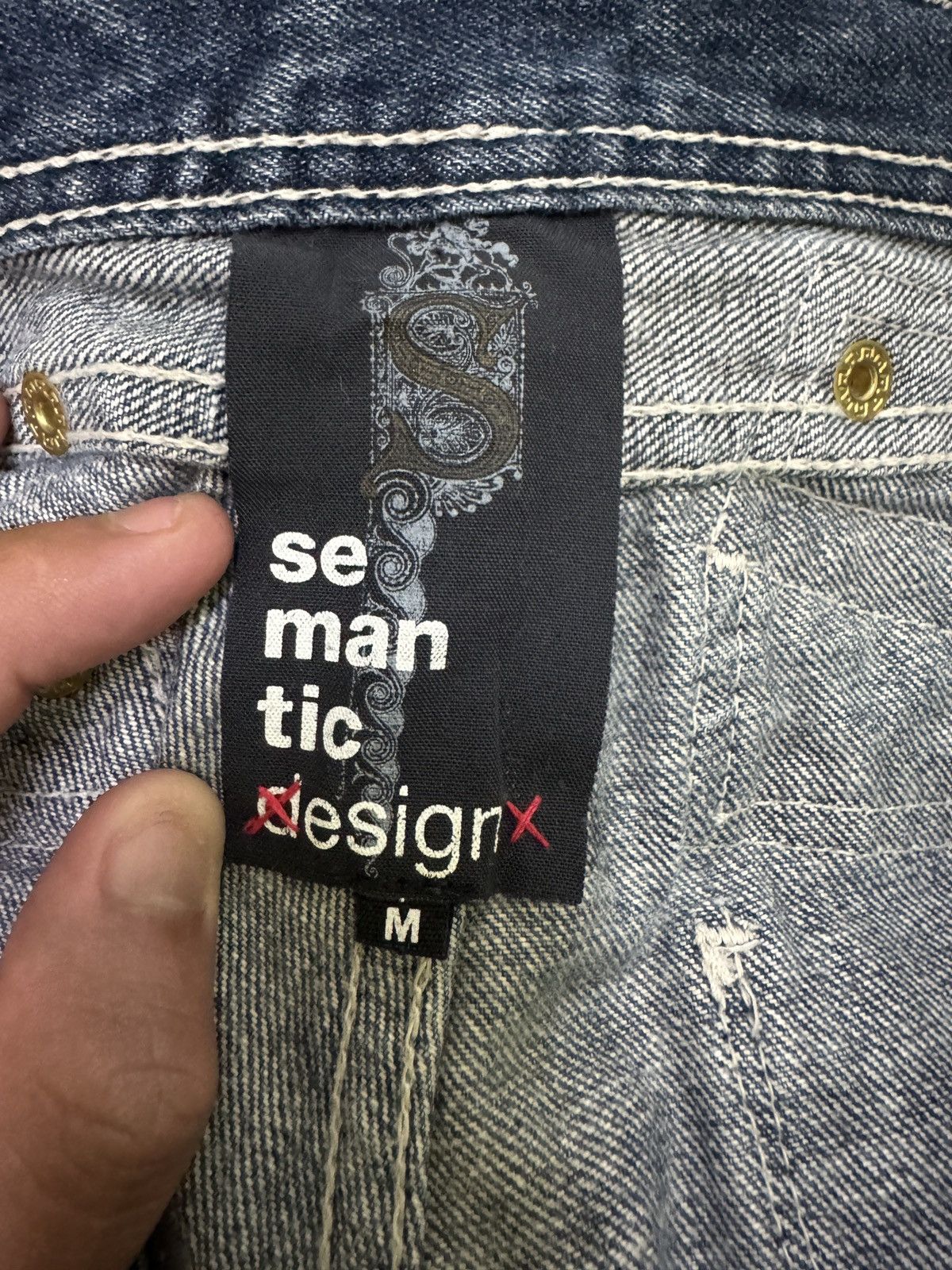 semanticdesign 2000s Semantic Design Mud Wash Clawmark Zipper Pocket Jeans Size US 31 - 16 Thumbnail