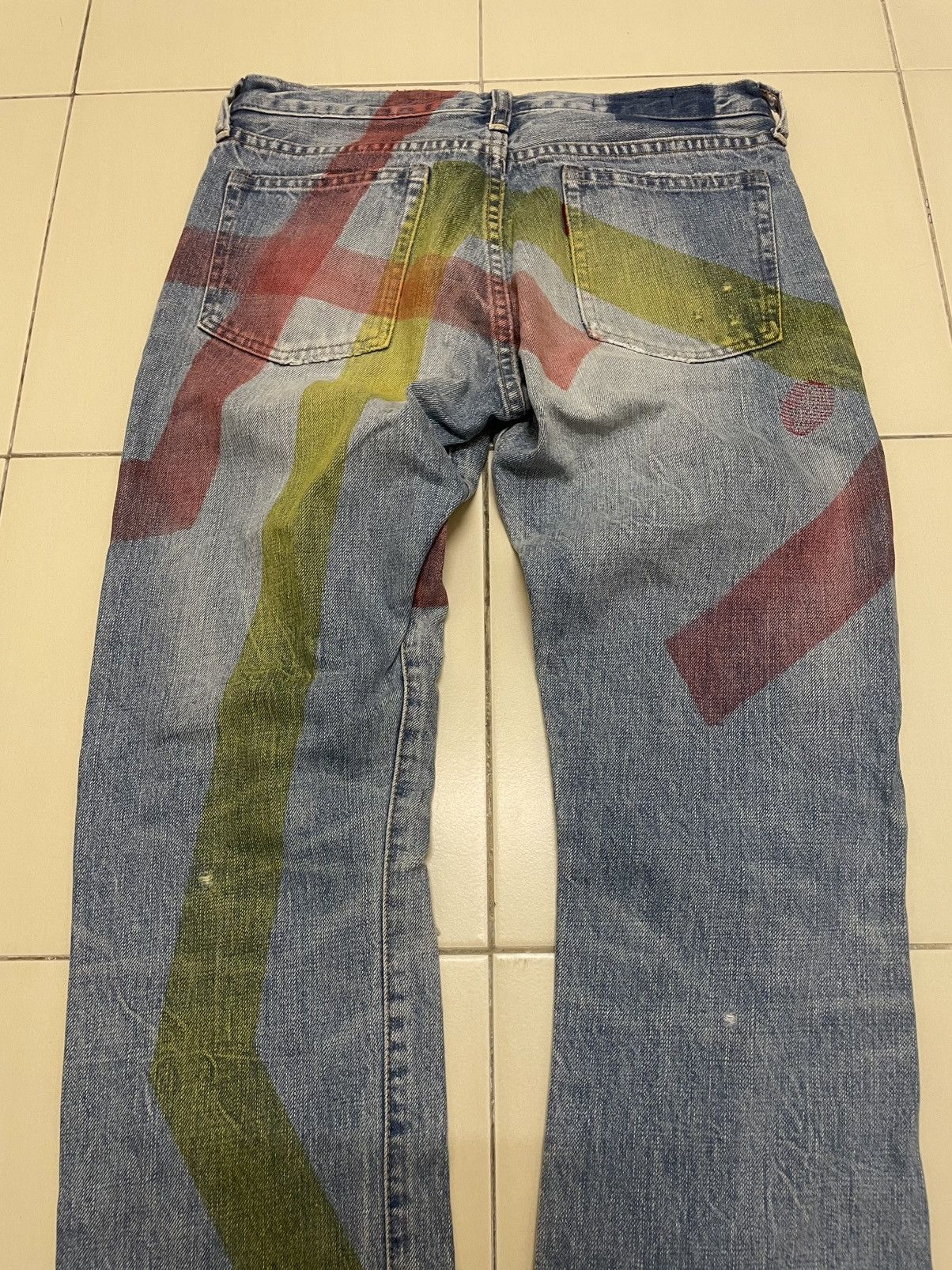 Japanese Brand RNA inc Slang Multicolor Paint Geometric Distressed Denim Size US 29 - 5 Thumbnail
