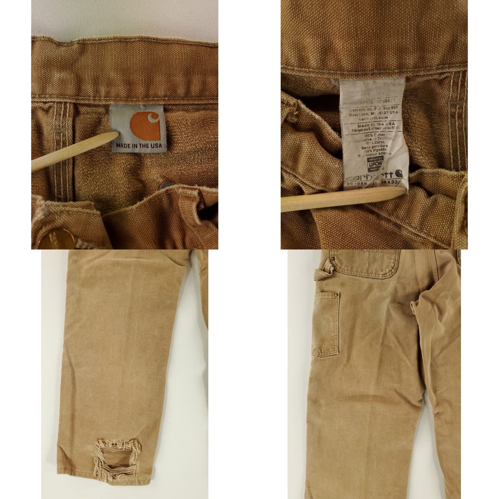 Carhartt VINTAGE Carhartt Pants Carpenter Mens 36x32 Brown Distressed 80s 90s Double Knee Brown Size US 36 / EU 52 - 8 Thumbnail