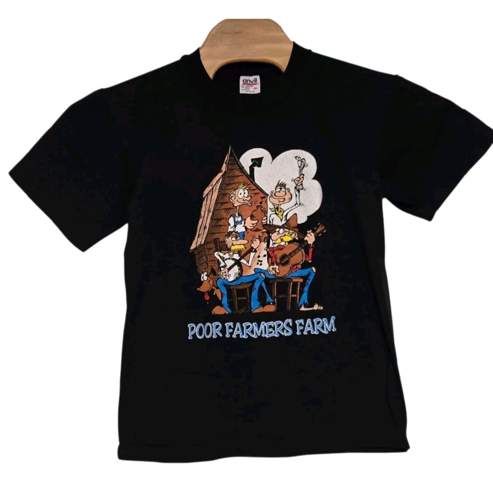 Anvil VINTAGE Poor Farmers Farm T-Shirt Men’s Medium Black Single Stitch Anvil 1990s Farm Animals Funny Size US M / EU 48-50 / 2 - 2 Thumbnail
