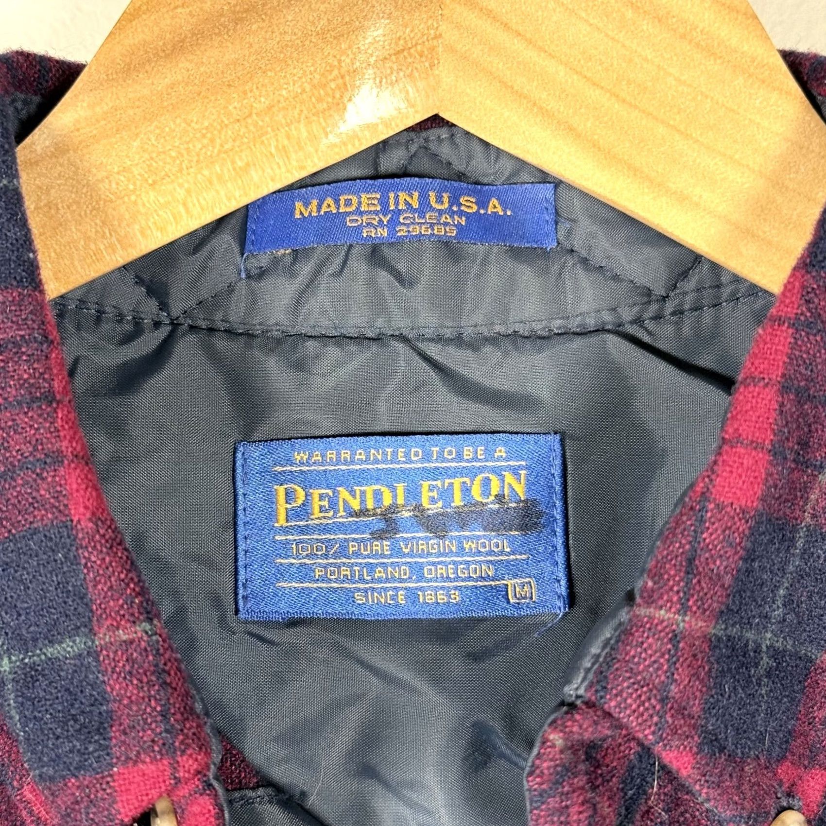 Pendleton Pendleton Button-Down Shirt Red/Blue Plaid Pure Virgin Wool USA Made - Medium Size US M / EU 48-50 / 2 - 4 Thumbnail