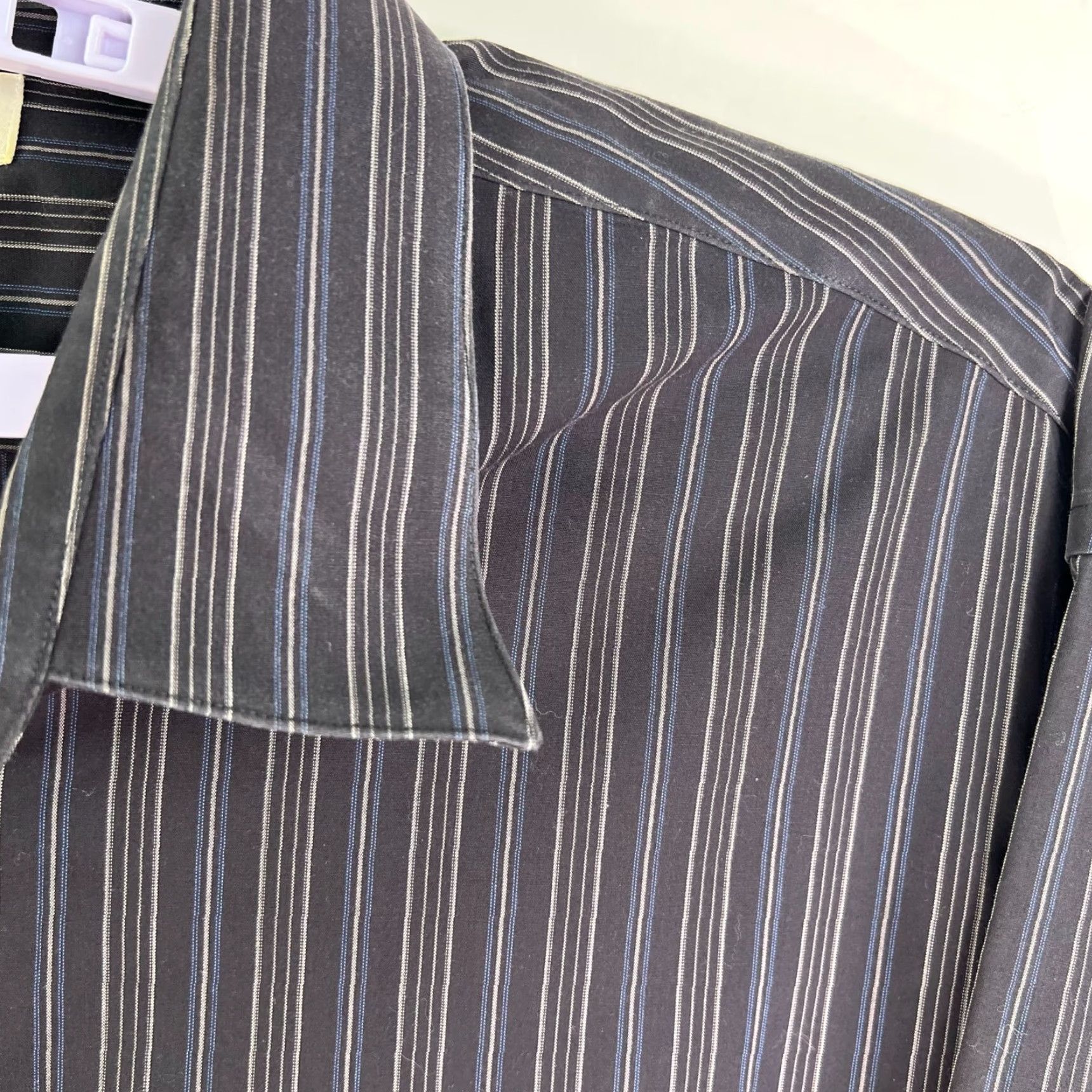 Pronto Uomo Pronto Uomo Striped Cotton Button Up Shirt Mens XXL Black Blue Size US XXL / EU 58 / 5 - 2 Thumbnail