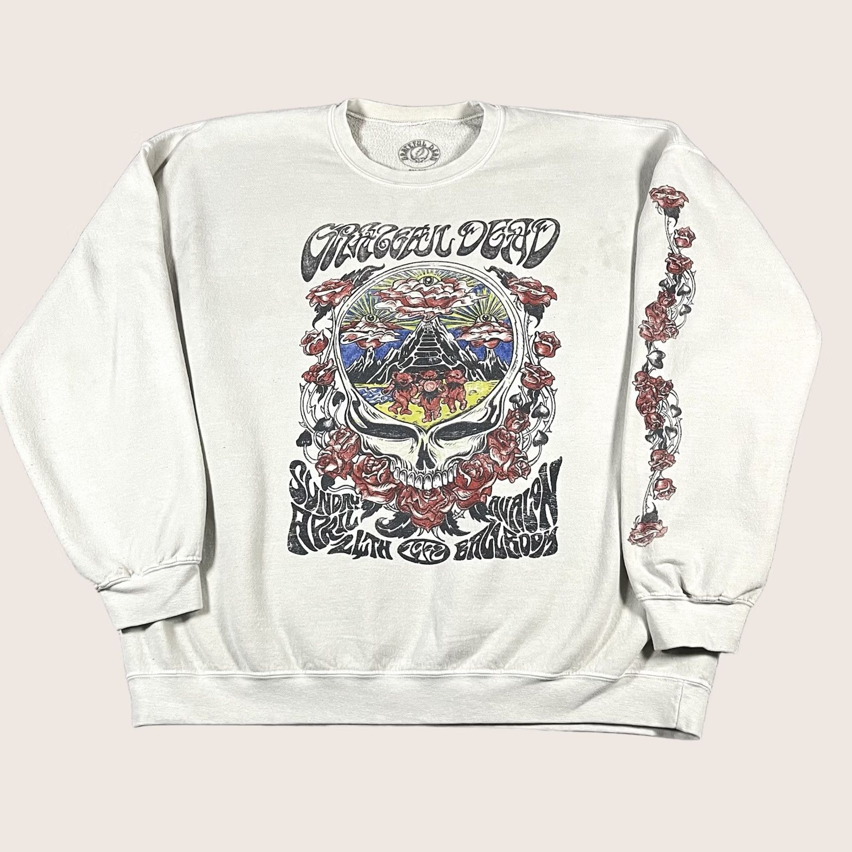Logo 7 Grateful Dead Sweatshirt Mens M Graphic Print Oversized Logo Beiges Cotton Fleece Crew Neck Long Sleeve Size US M / EU 48-50 / 2 - 1 Thumbnail