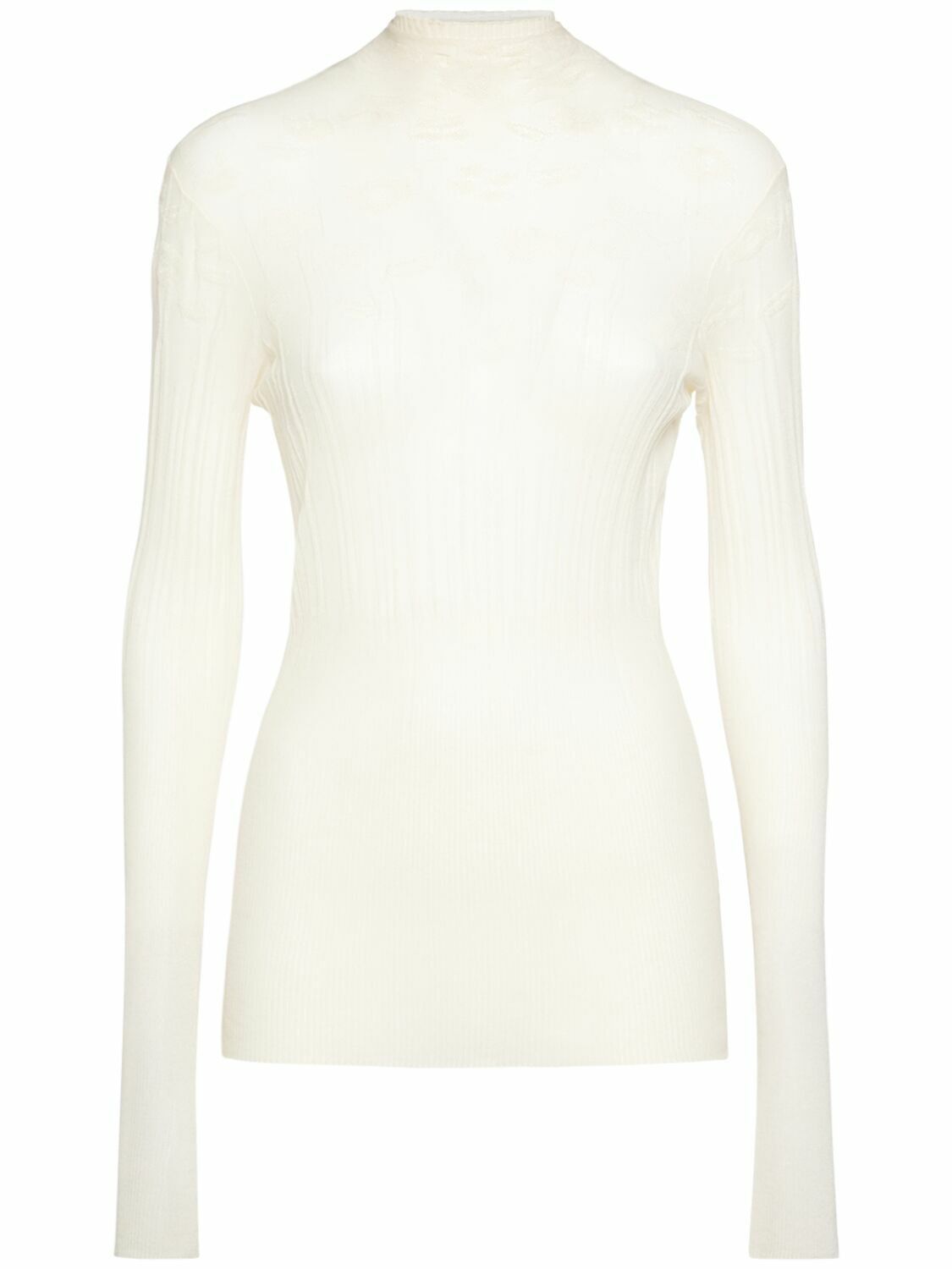 Bottega Veneta o1y0725 Mock Neck Sweater in Ivory Size M / US 6-8 / IT 42-44 - 1 Thumbnail