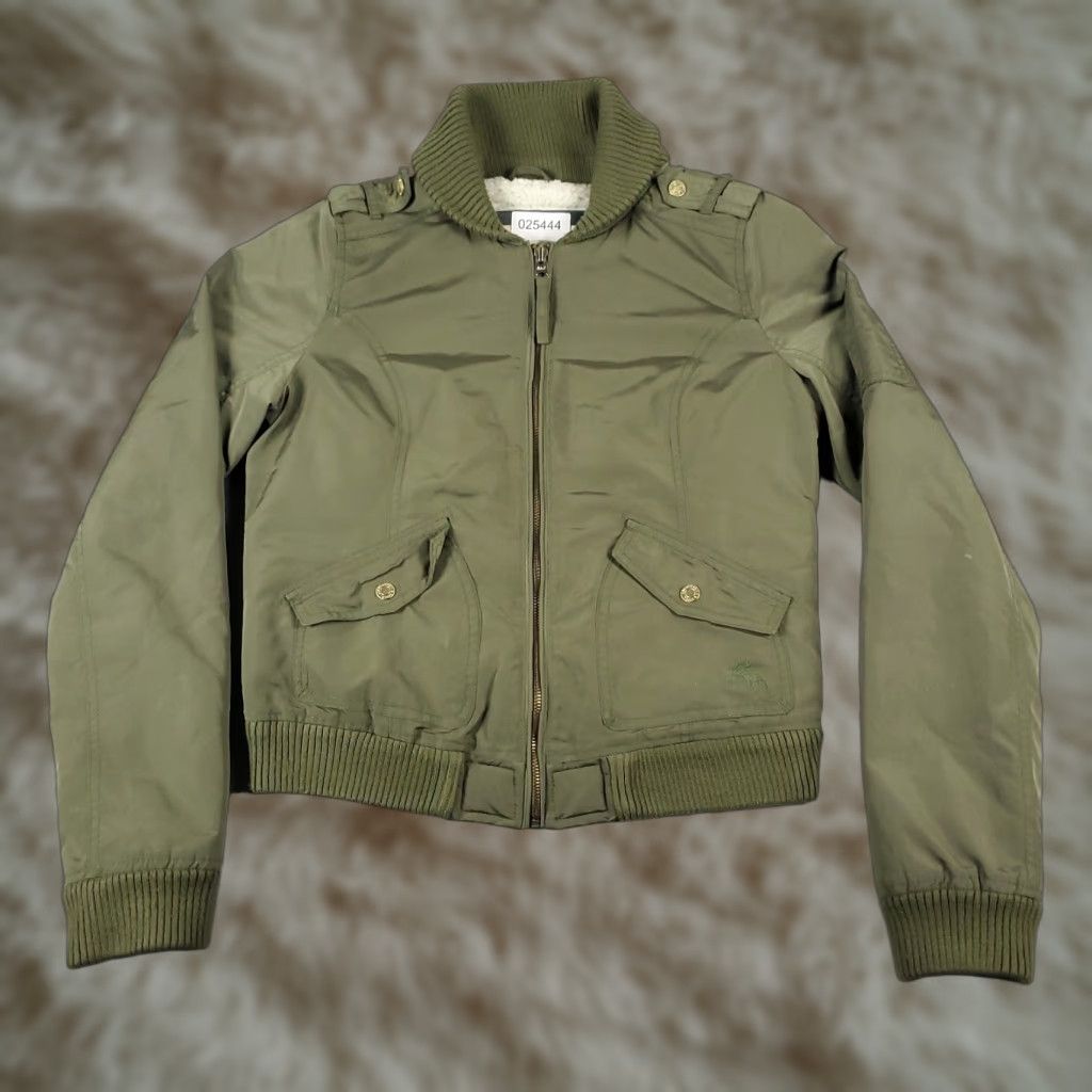 Abercrombie & Fitch Abercrombie Fitch Jacket Womens Small Green Military Bomber Full Zip Up Coat Size S / US 4 / IT 40 - 1 Thumbnail