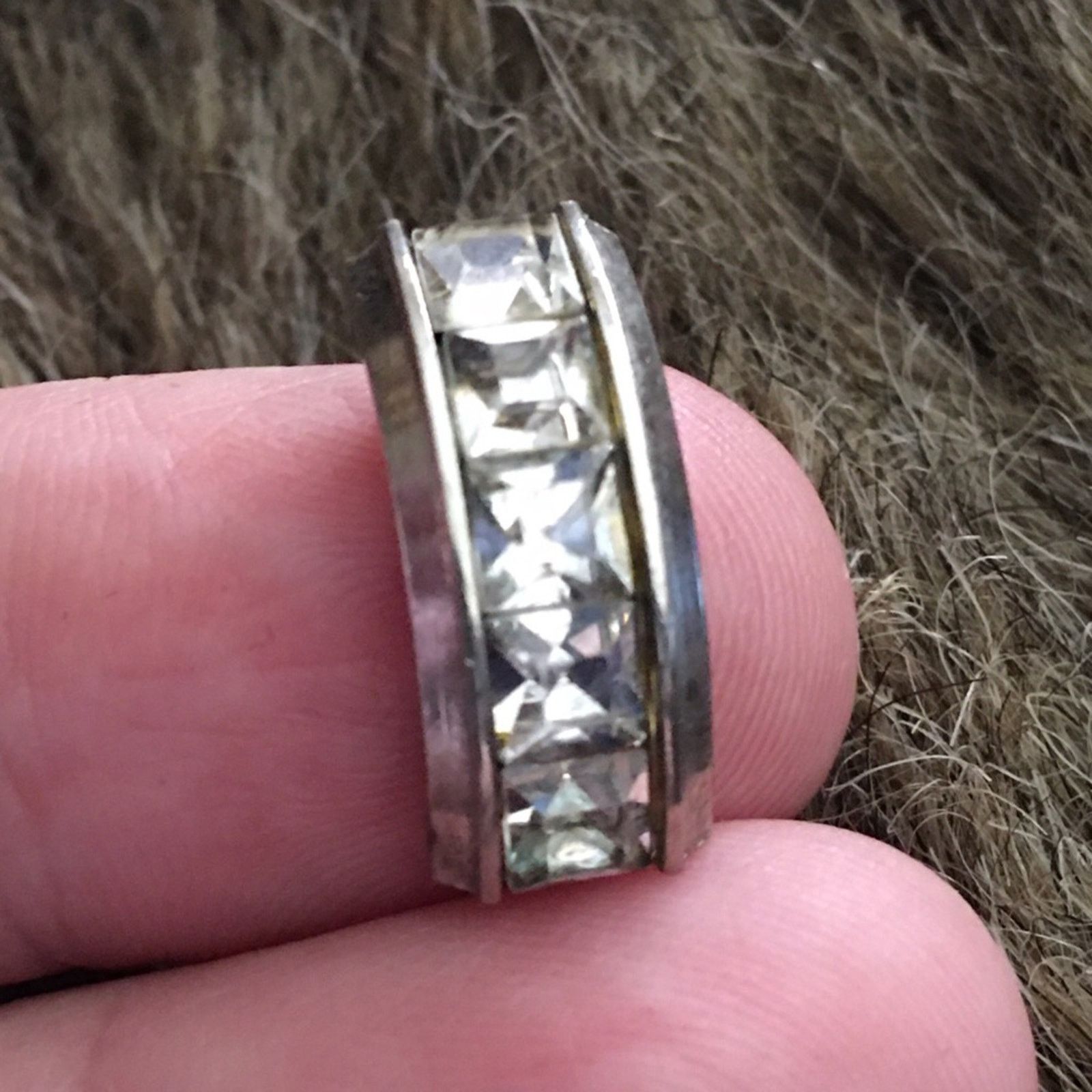 Vintage Vintage silver tone square rhinestone half hoops Size ONE SIZE - 4 Thumbnail