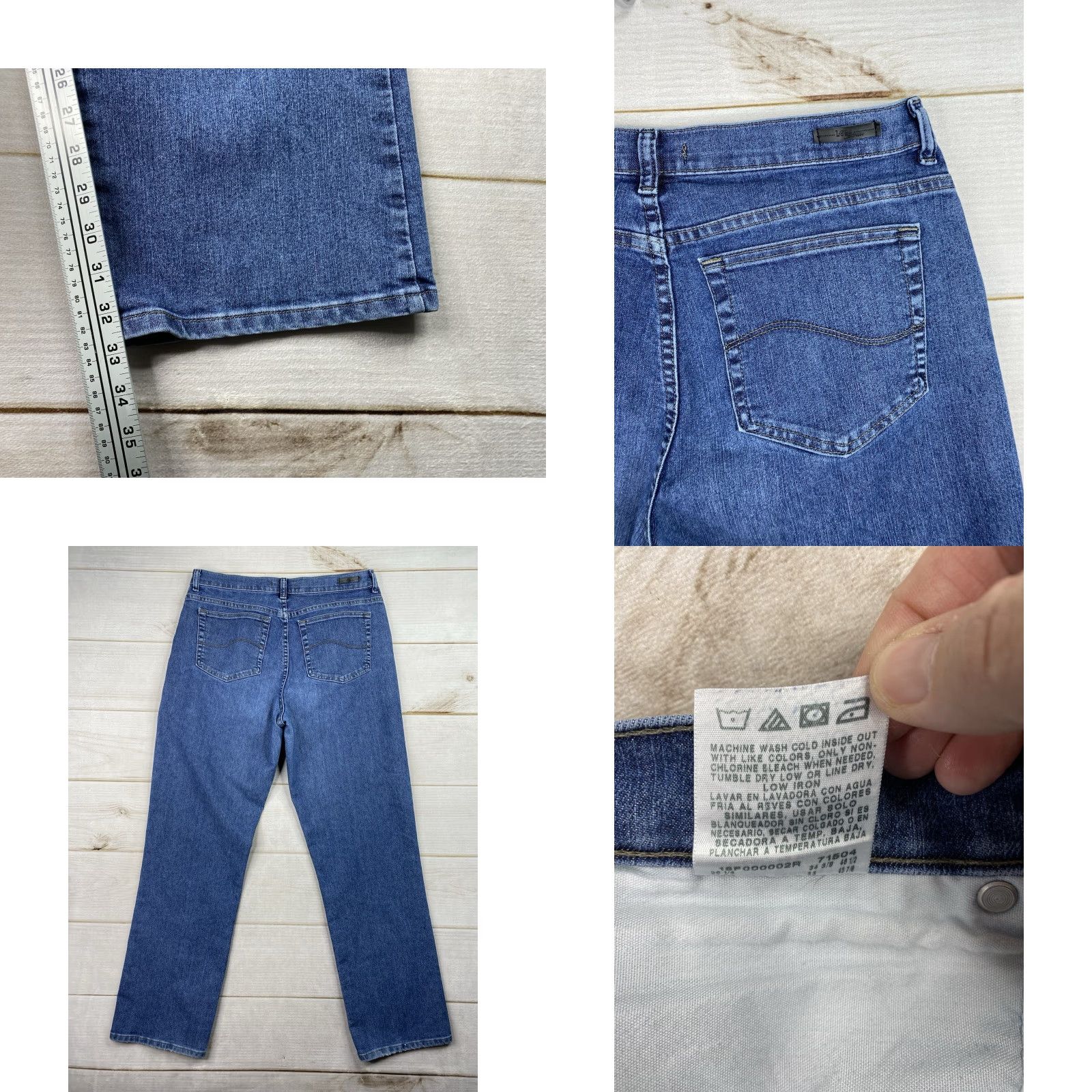Lee Lee Womens Jeans 14 Tall Relaxed Straight Leg High Rise Stretch Denim Size 36" / US 14 / IT 50 - 8 Thumbnail