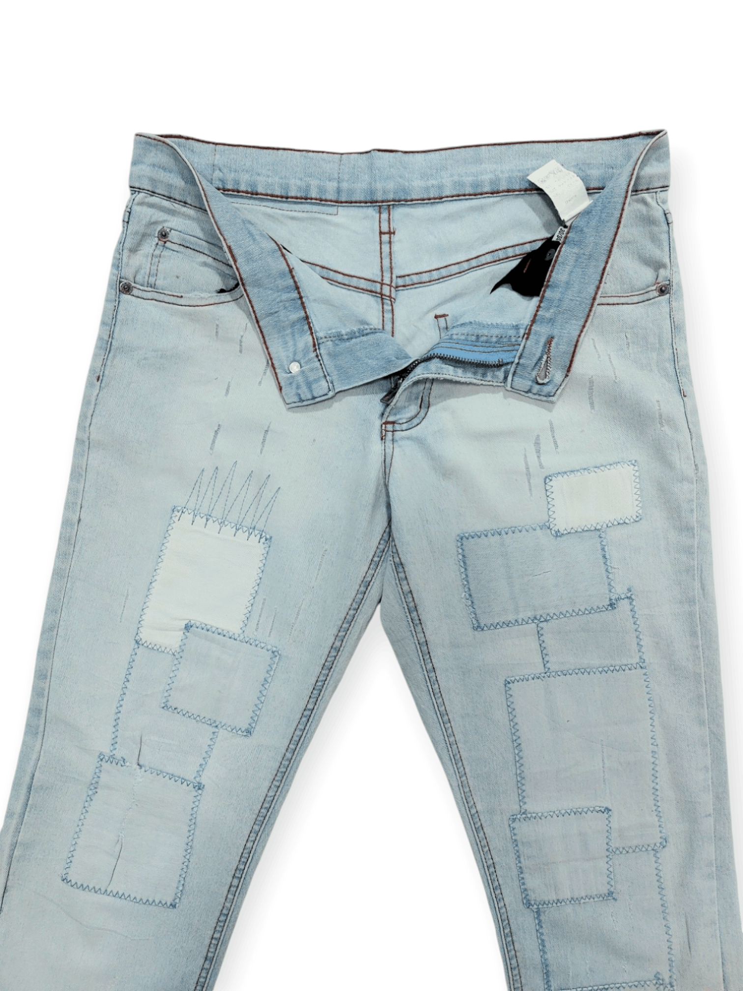 Cheap Monday Tartan Stitch Patchwork Thin Jeans