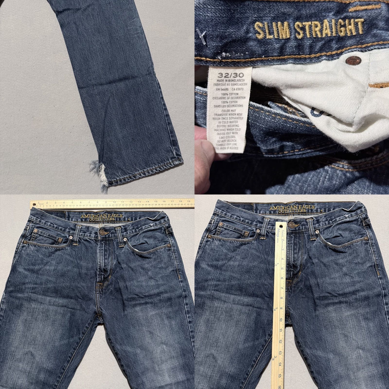 American Eagle Outfitters American Eagle Outfitters Slim Straight Jeans Men's Blue Denim Mid-Rise 32X30 Size US 32 / EU 48 - 8 Thumbnail