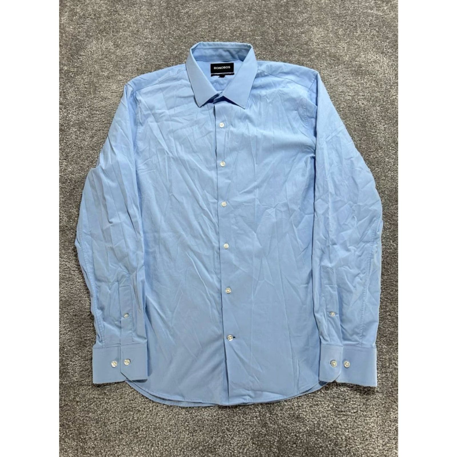 Bonobos Bonobos Dress Shirt Mens Large Blue Stretch Standard Fit Button Up Business Wear Size 42R - 2 Thumbnail