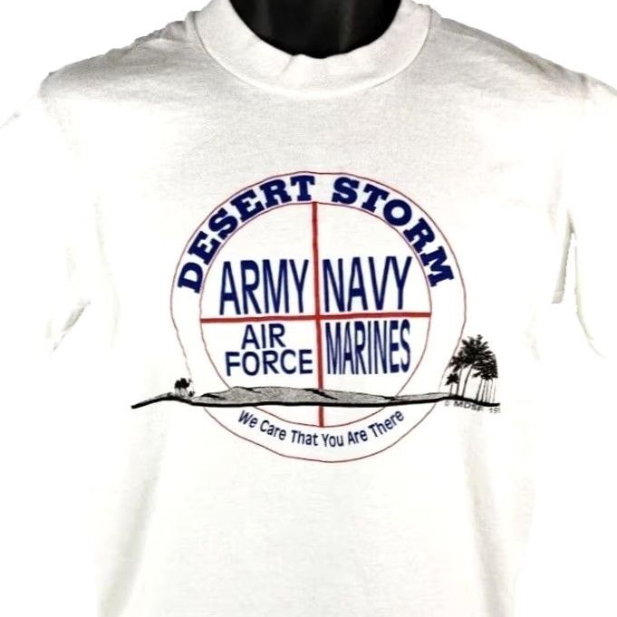 Vintage VINTAGE Operation Desert Storm T Shirt Mens Size Medium White 90s Made In USA Size US M / EU 48-50 / 2 - 2 Thumbnail