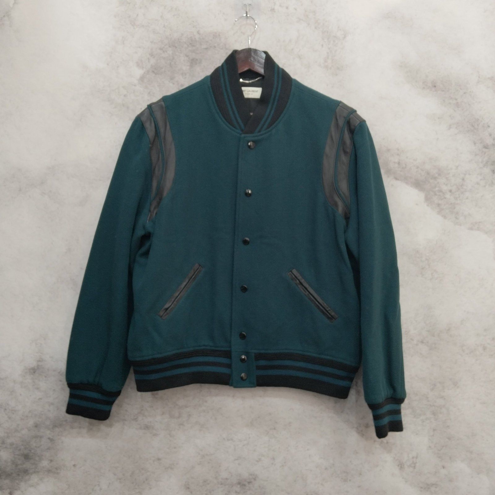 Saint Laurent Paris Saint Laurent Leather Trim Wool Bomber Jacket Size L Size US L / EU 52-54 / 3 - 1 Thumbnail