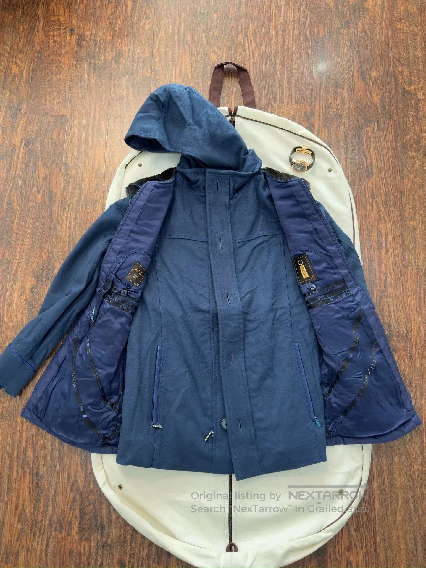 Zilli Blue Quilted Hooded Jacket Size M. Size US M / EU 48-50 / 2 - 4 Thumbnail