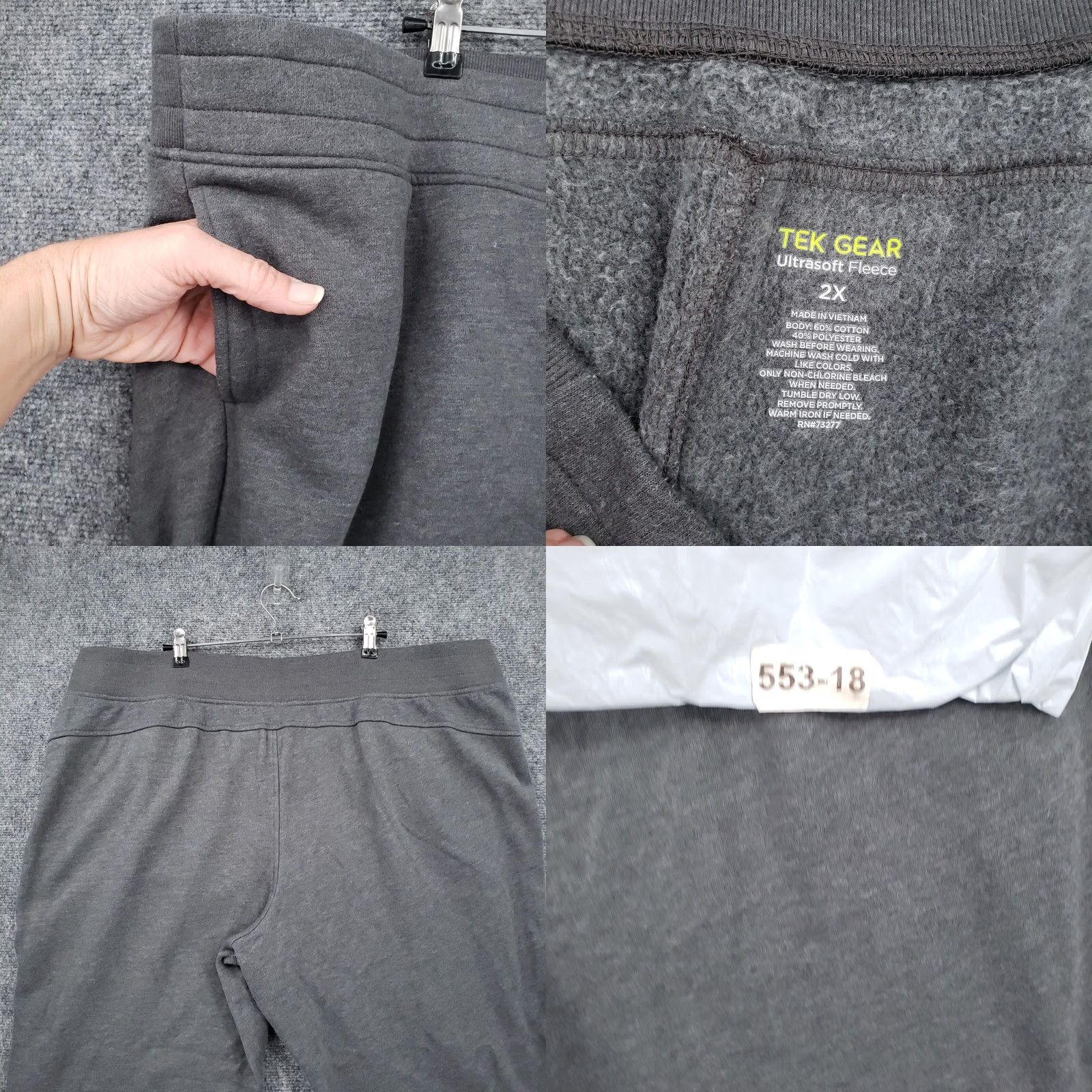 Tek Gear Tek Gear Sweatpants Women 2X Plus Gray Ultrasoft Fleece Straight Hi Rise Pull On Size 40" / US 18 - 8 Thumbnail